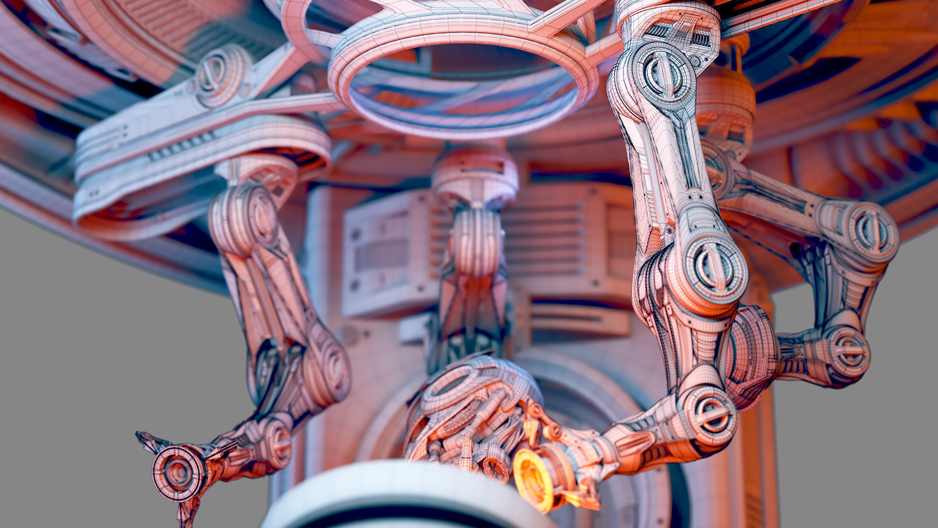 Sci - Fi Circular Construction Pod - Rigged 3D model_31