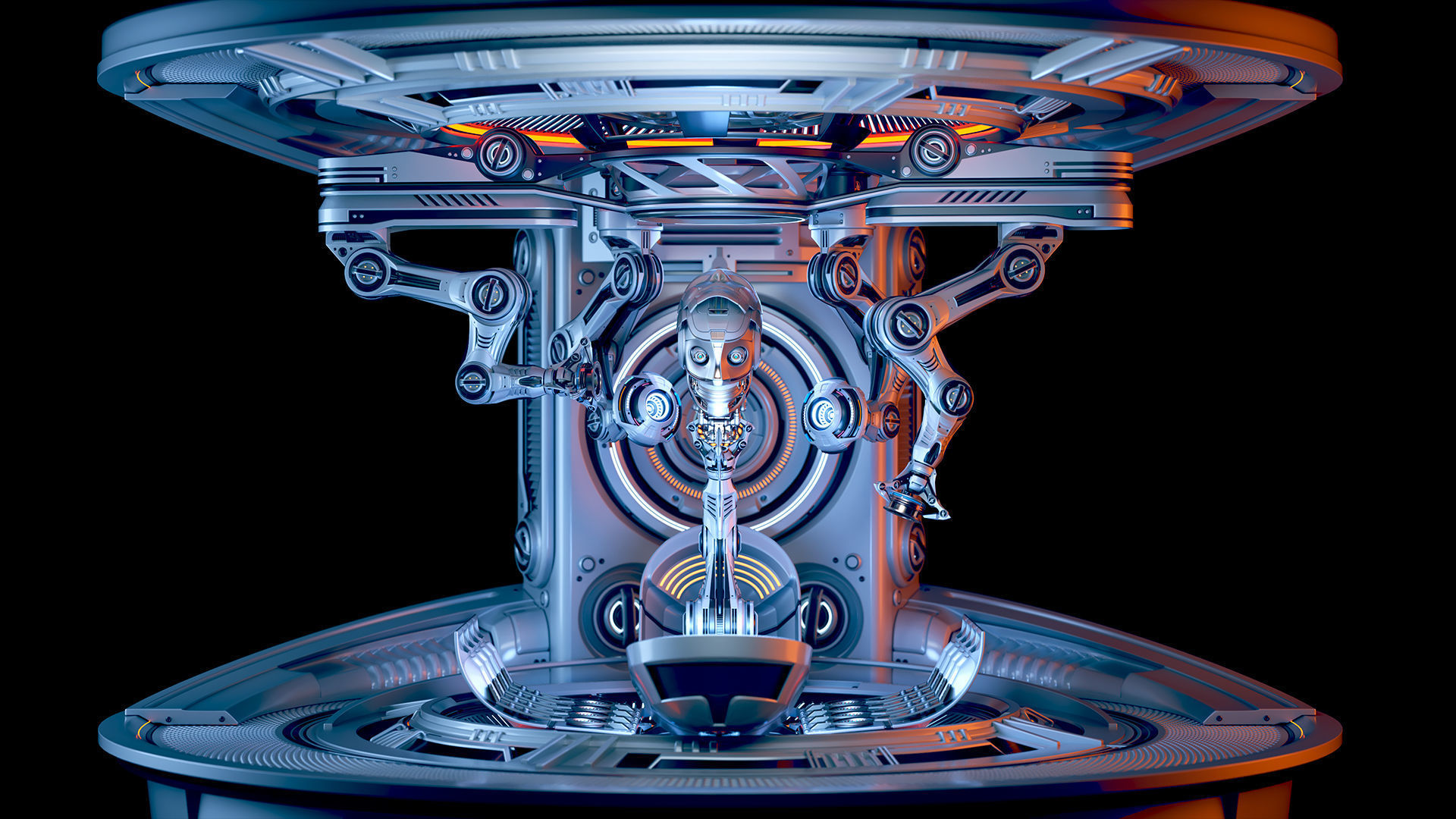 Sci - Fi Circular Construction Pod - Rigged 3D model_35