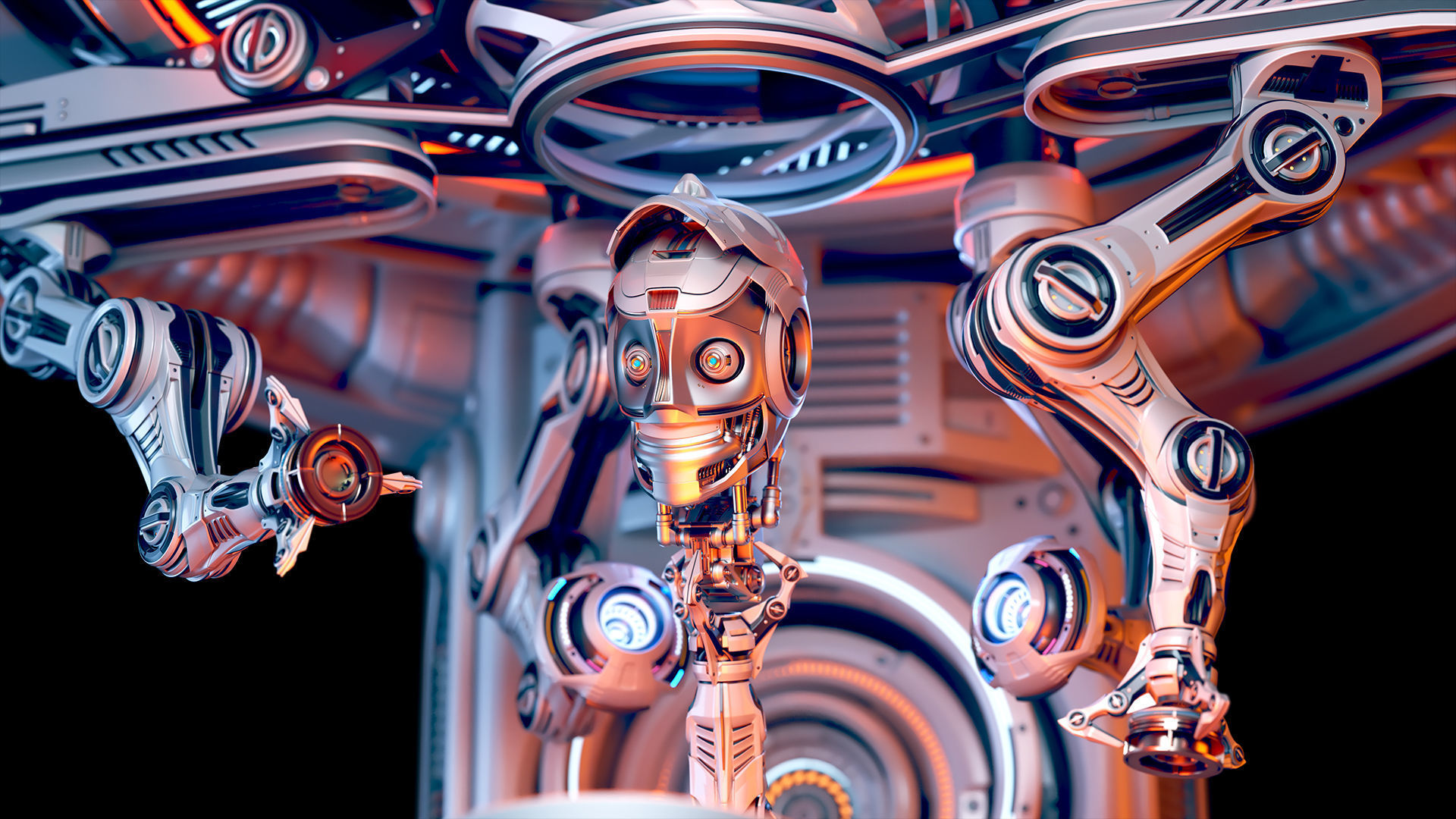 Sci - Fi Circular Construction Pod - Rigged 3D model_15