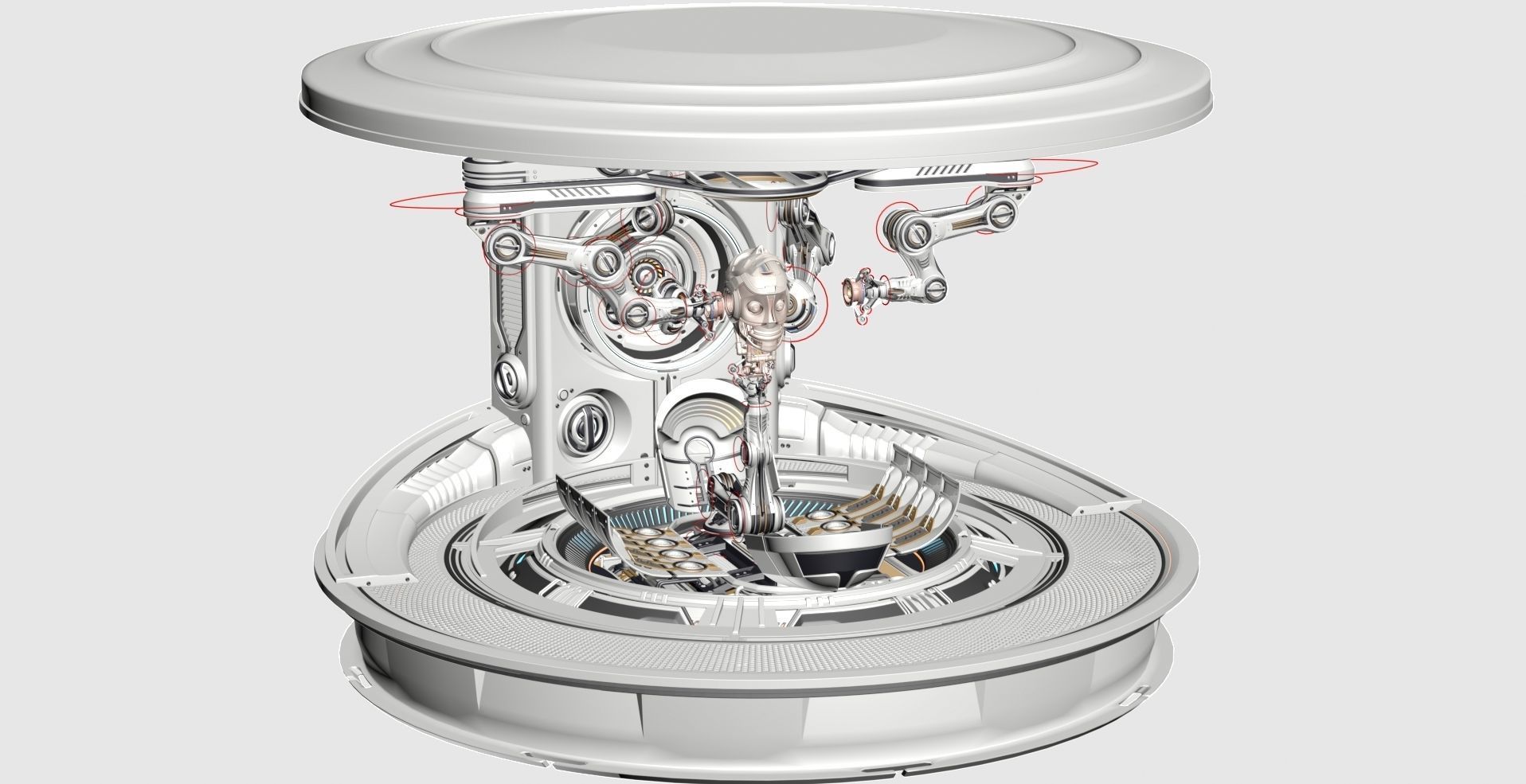 Sci - Fi Circular Construction Pod - Rigged 3D model_12