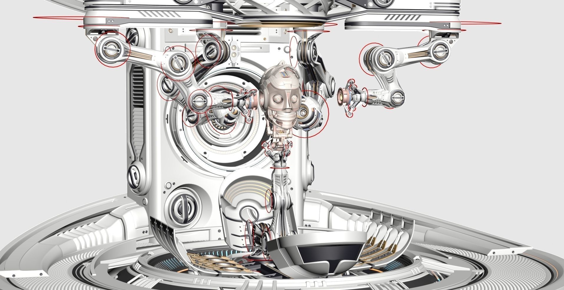 Sci - Fi Circular Construction Pod - Rigged 3D model_4