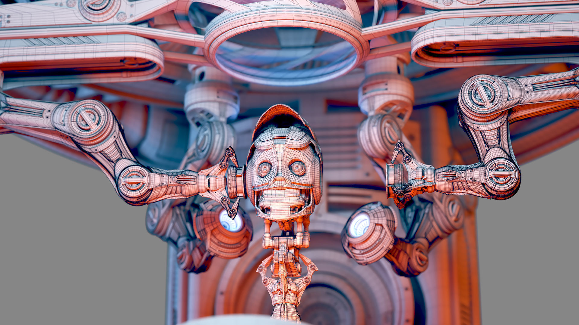 Sci - Fi Circular Construction Pod - Rigged 3D model_29