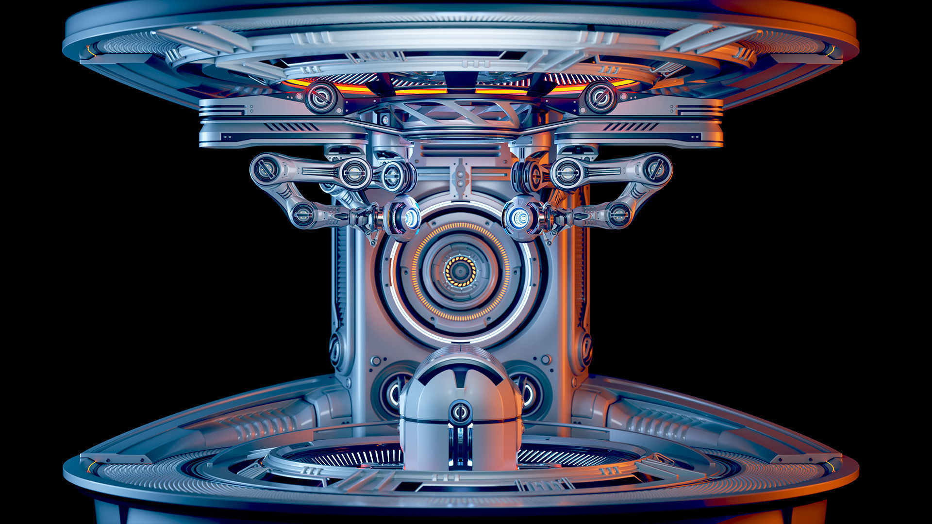 Sci - Fi Circular Construction Pod - Rigged 3D model_37