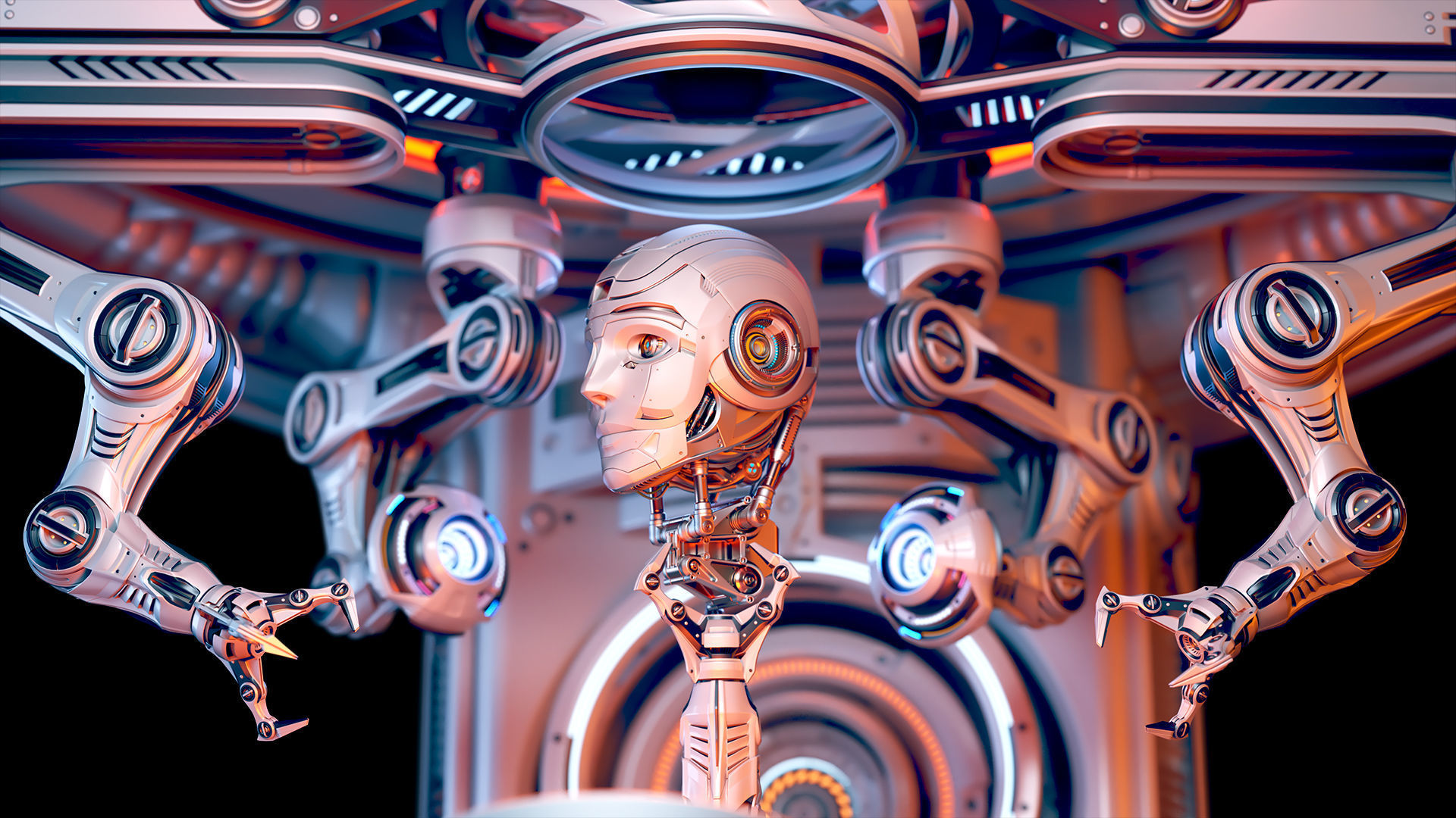 Sci - Fi Circular Construction Pod - Rigged 3D model_21