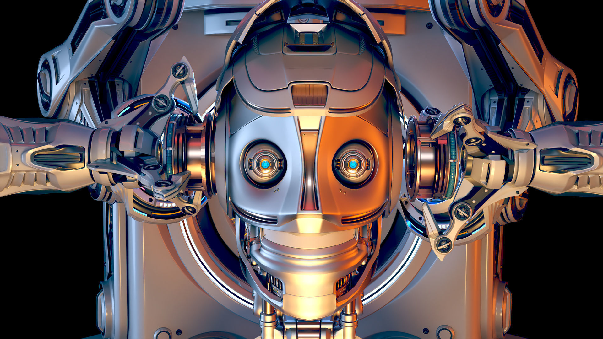 Sci - Fi Circular Construction Pod - Rigged 3D model_7