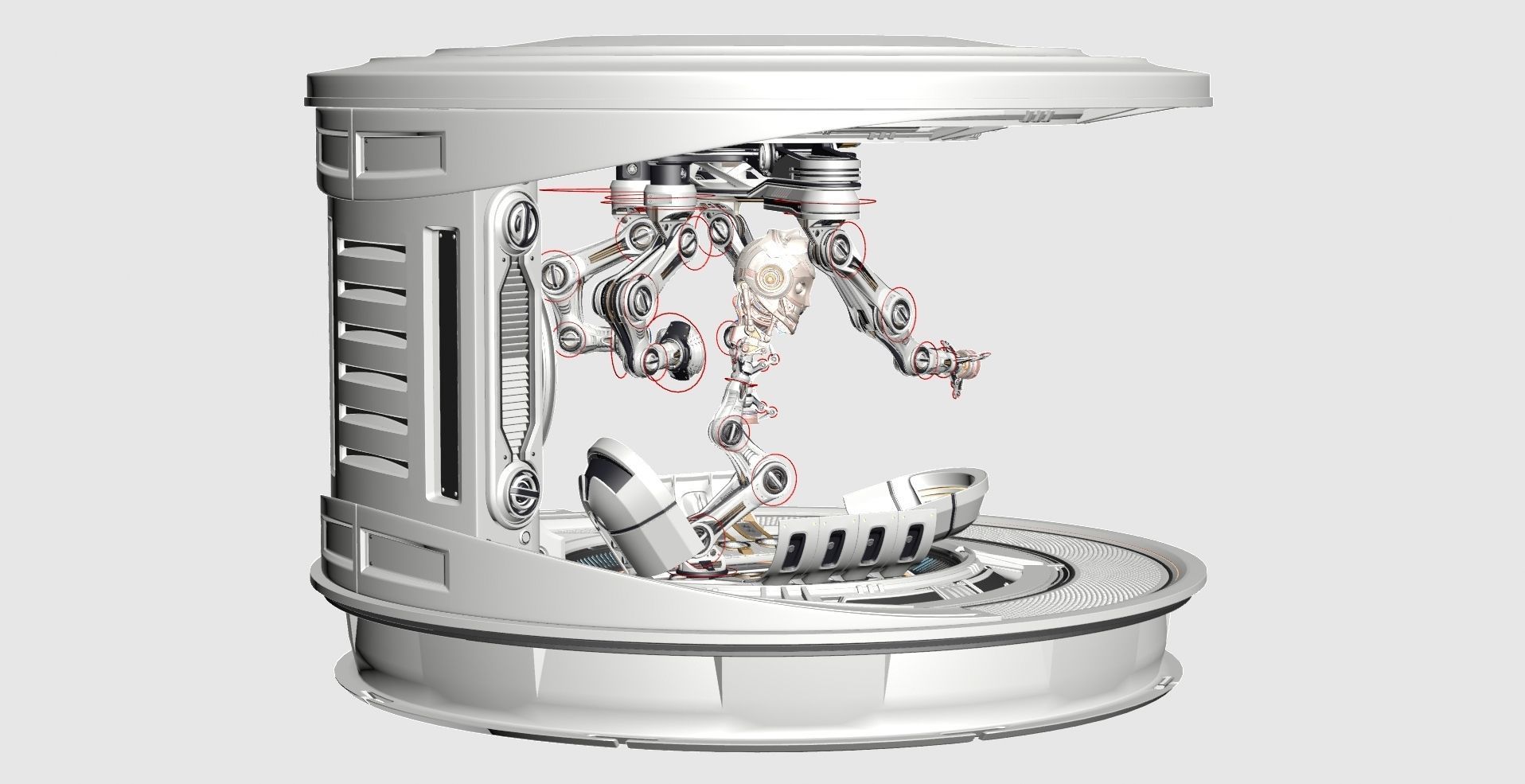 Sci - Fi Circular Construction Pod - Rigged 3D model_10