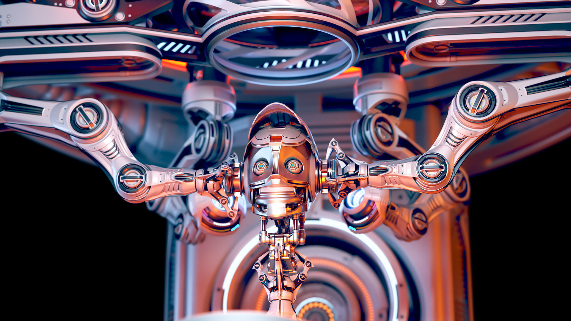 Sci - Fi Circular Construction Pod - Rigged 3D model_27