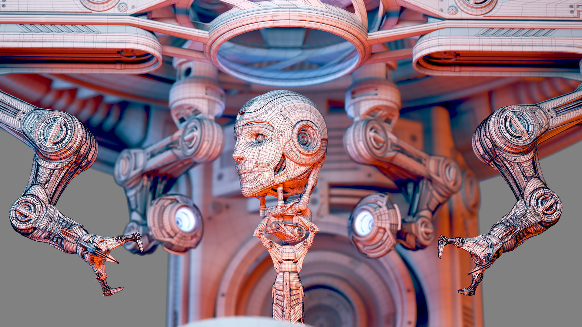 Sci - Fi Circular Construction Pod - Rigged 3D model_11