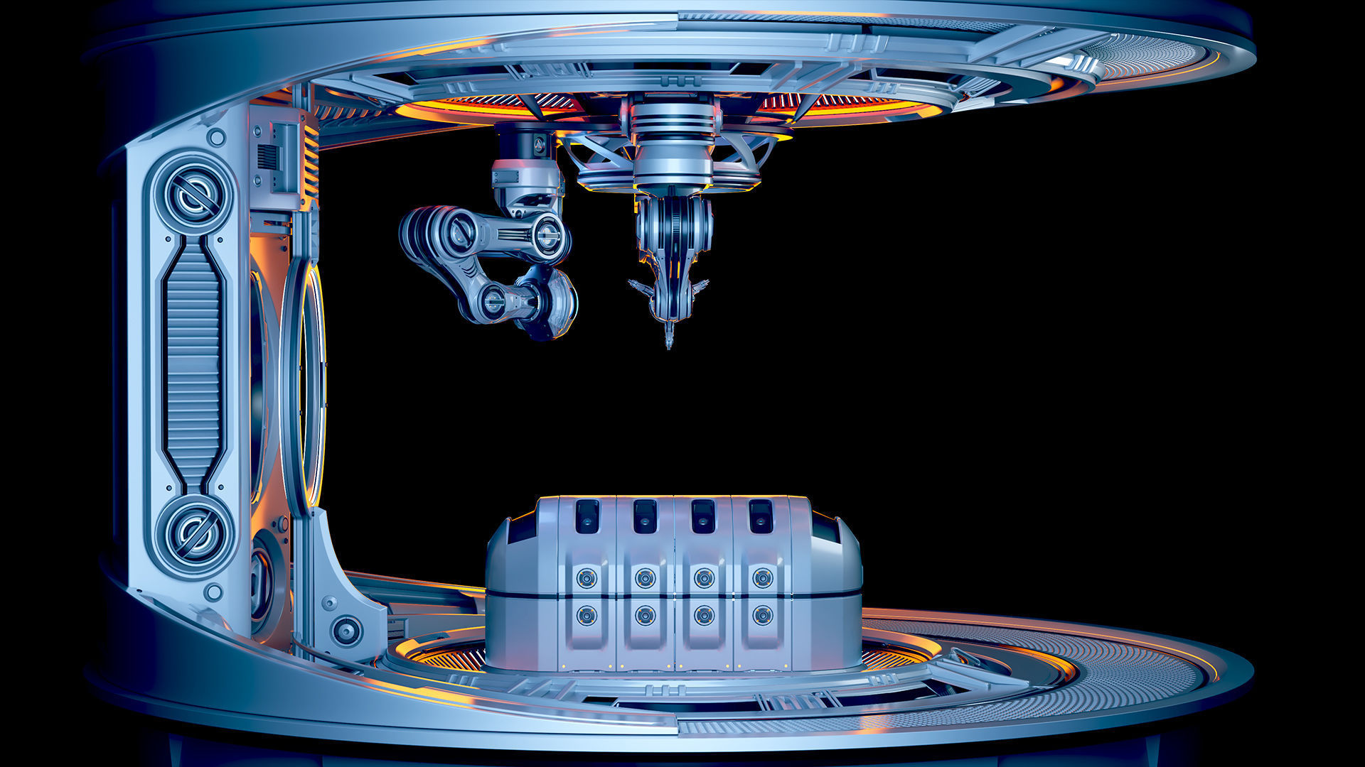 Sci - Fi Circular Construction Pod - Rigged 3D model_34