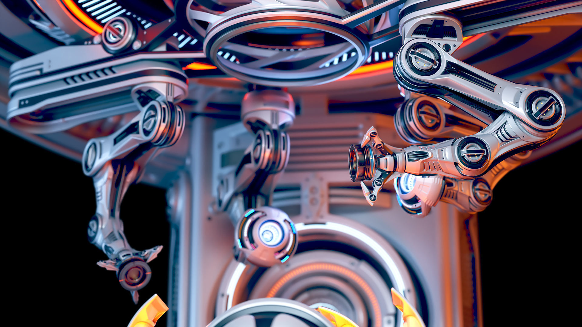 Sci - Fi Circular Construction Pod - Rigged 3D model_18