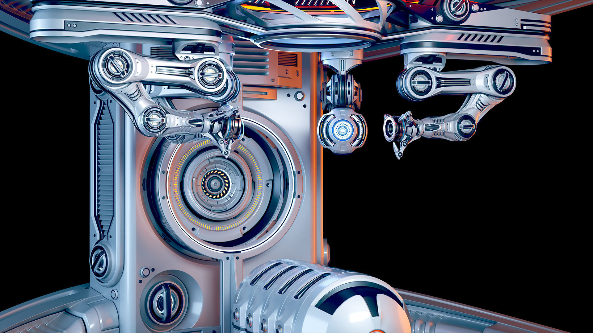 Sci - Fi Circular Construction Pod - Rigged 3D model_22