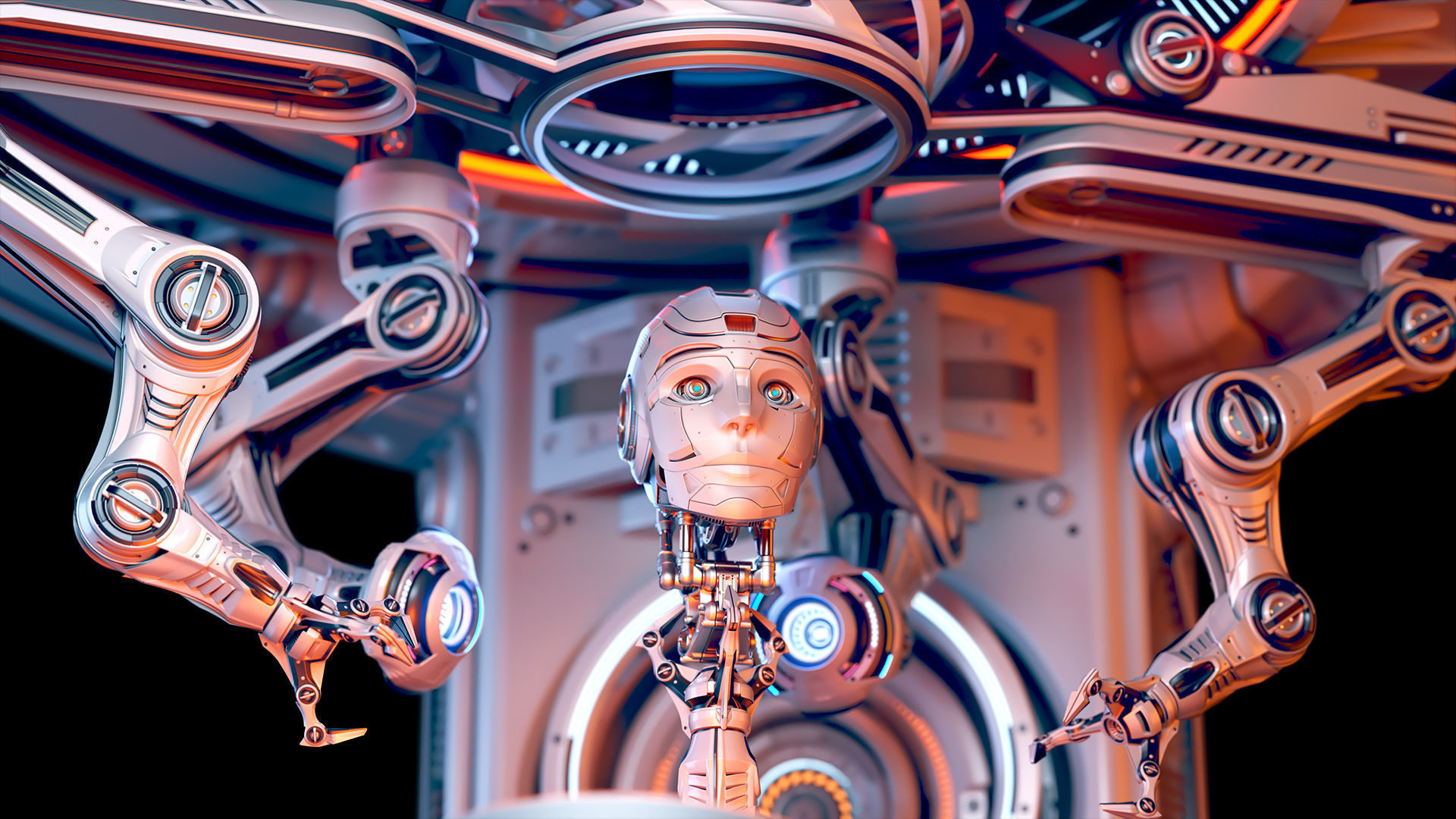 Sci - Fi Circular Construction Pod - Rigged 3D model_3