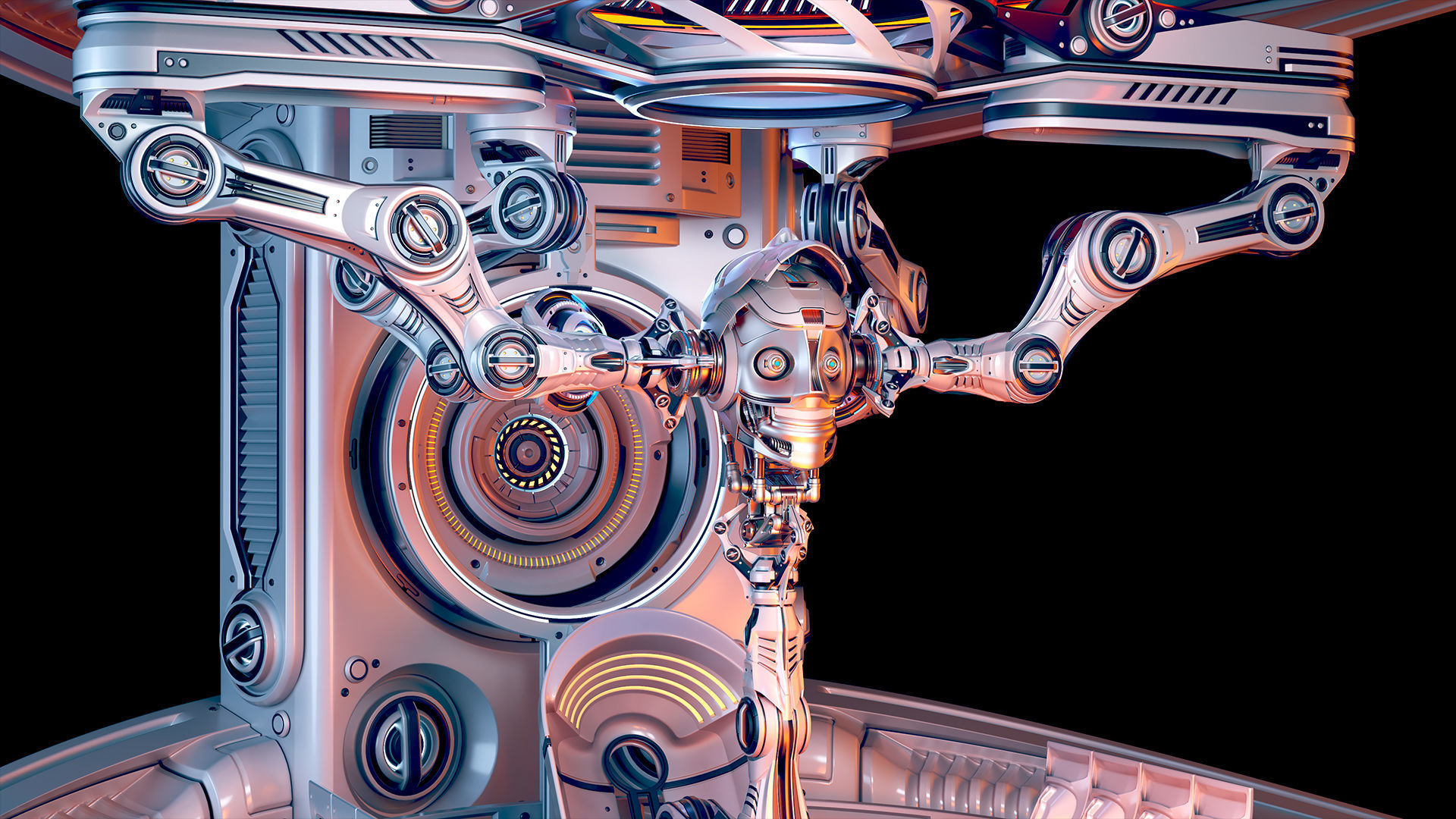 Sci - Fi Circular Construction Pod - Rigged 3D model_33