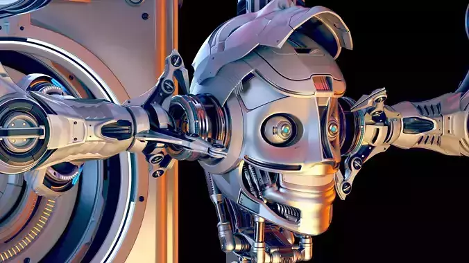 Sci - Fi Circular Construction Pod - Rigged 3D model
