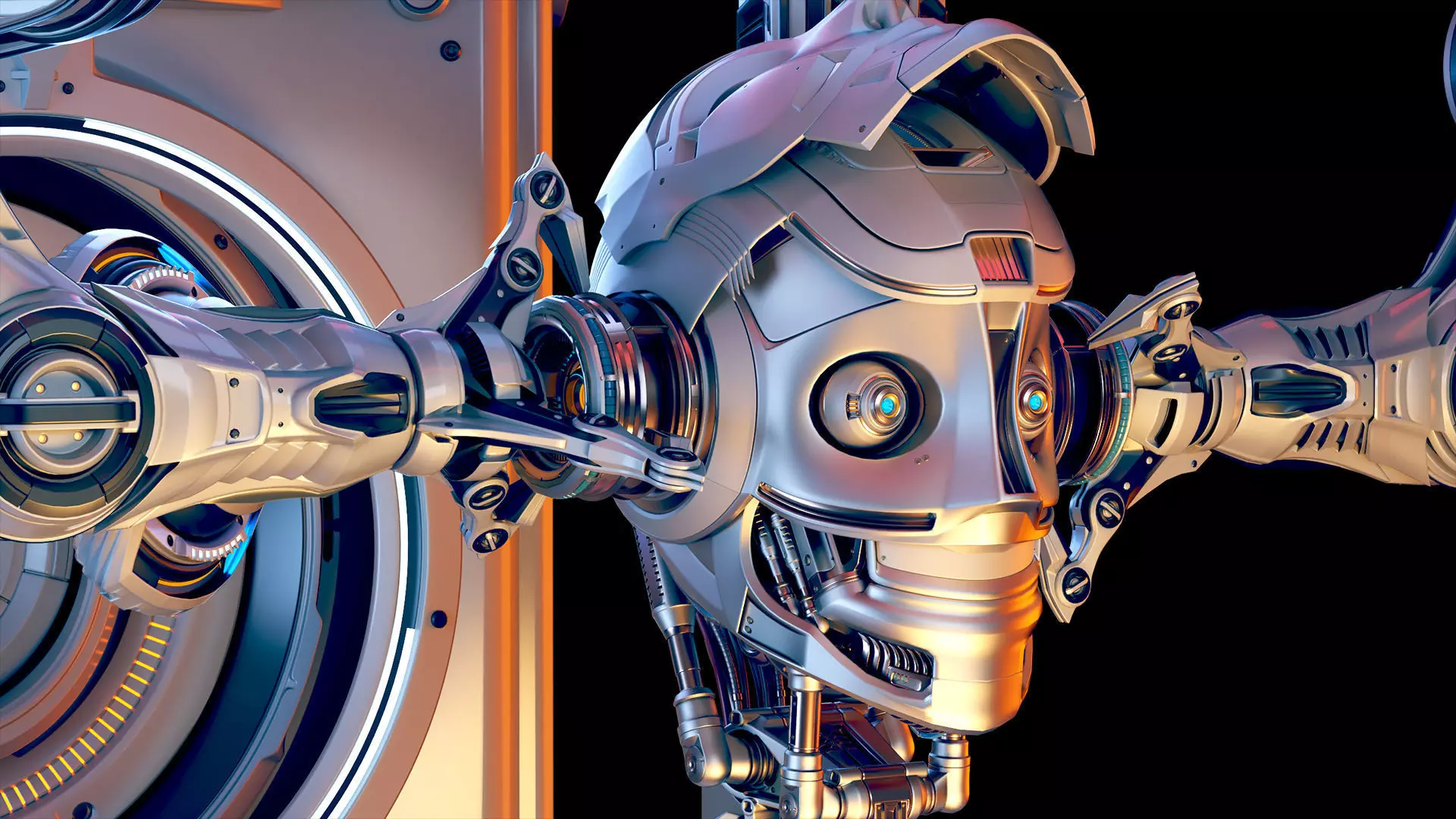 Sci - Fi Circular Construction Pod - Rigged 3D model_0