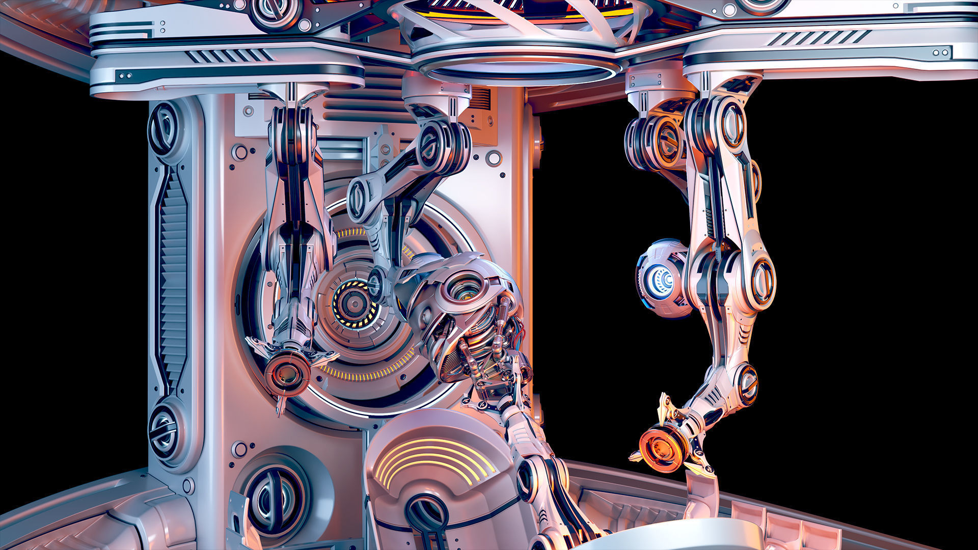 Sci - Fi Circular Construction Pod - Rigged 3D model_20