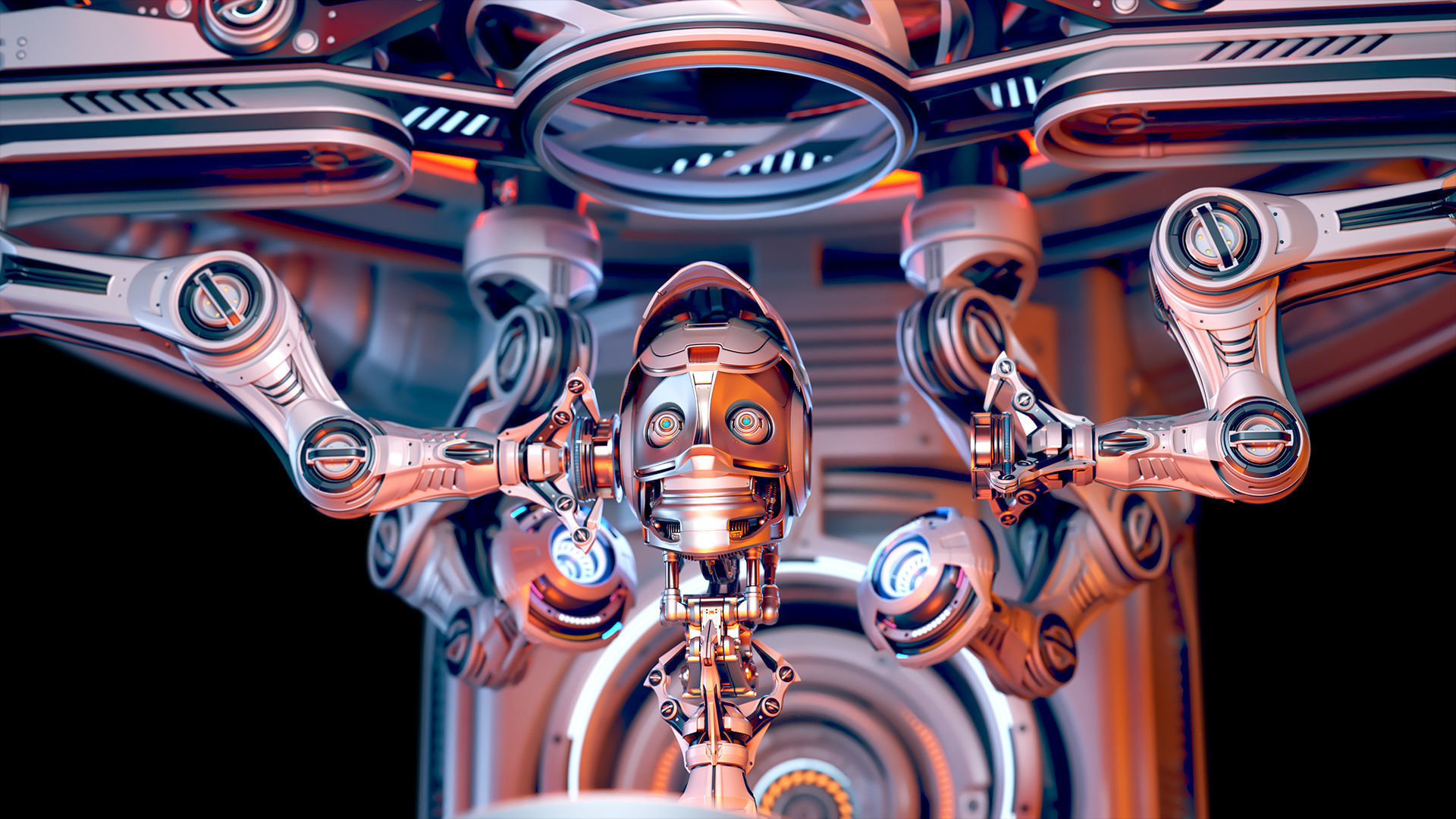 Sci - Fi Circular Construction Pod - Rigged 3D model_13