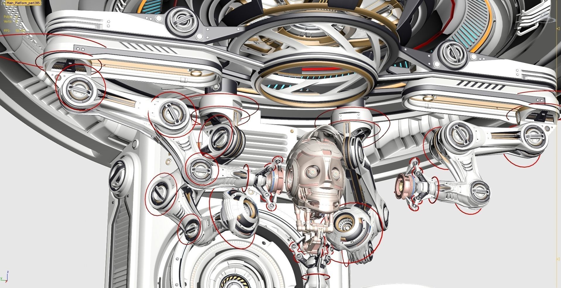 Sci - Fi Circular Construction Pod - Rigged 3D model_6