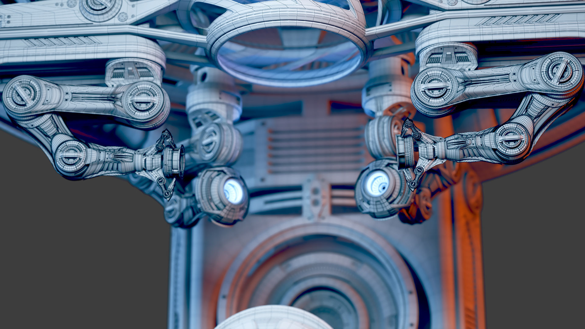 Sci - Fi Circular Construction Pod - Rigged 3D model_32