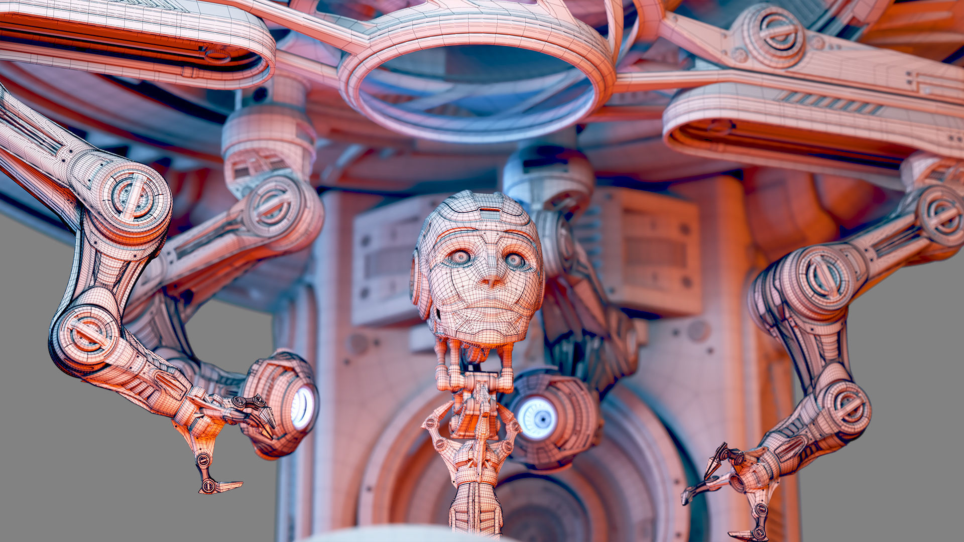 Sci - Fi Circular Construction Pod - Rigged 3D model_25