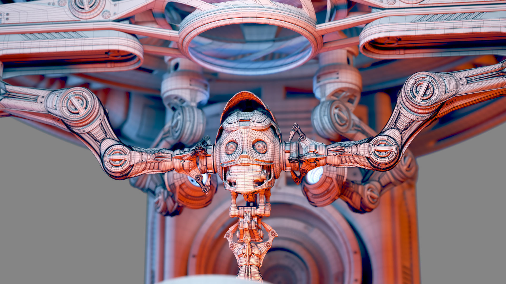 Sci - Fi Circular Construction Pod - Rigged 3D model_26