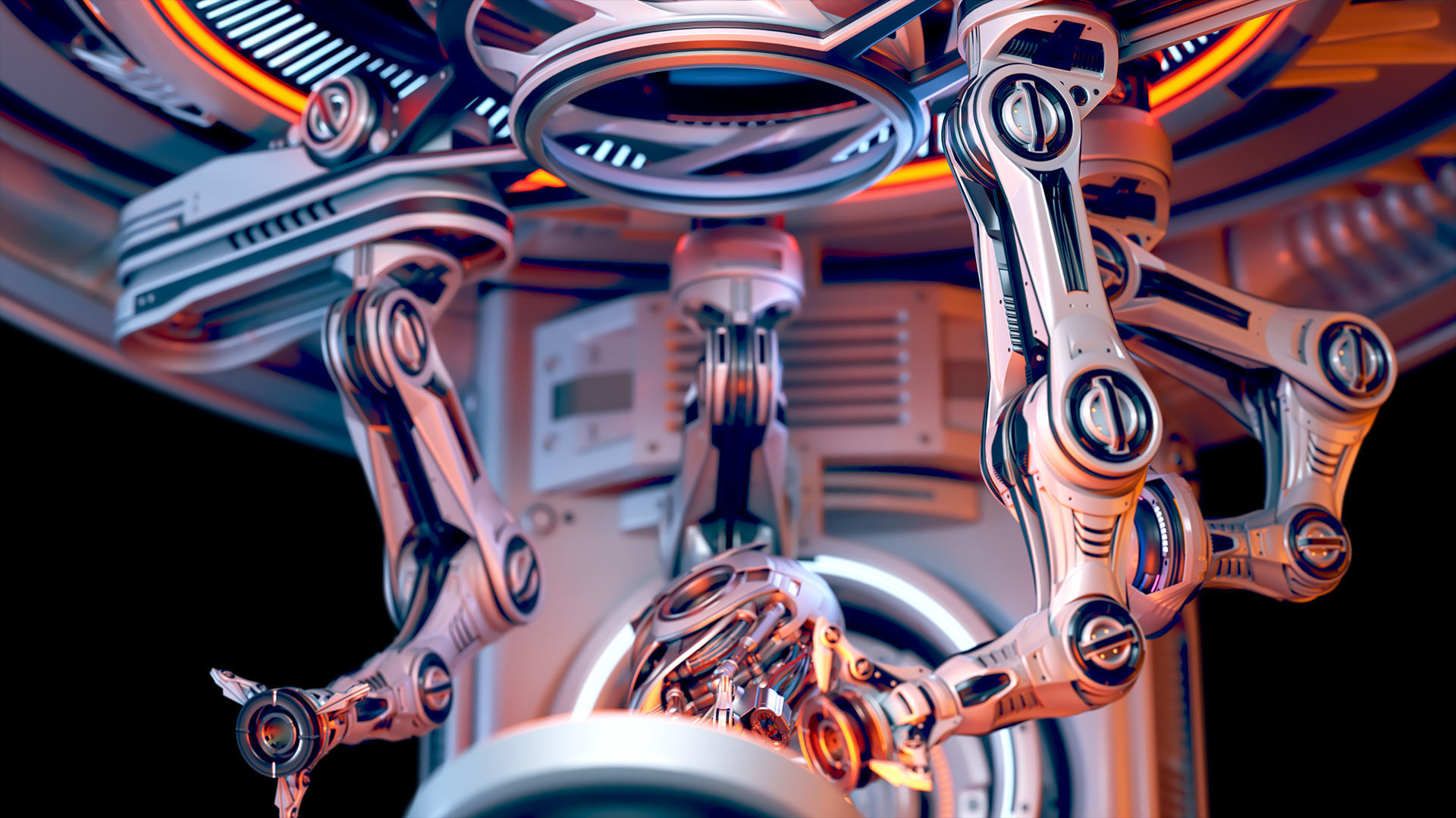 Sci - Fi Circular Construction Pod - Rigged 3D model_17