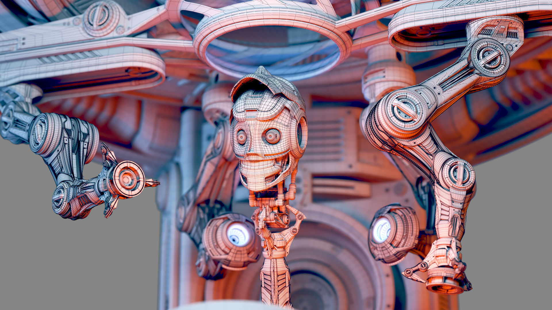 Sci - Fi Circular Construction Pod - Rigged 3D model_30