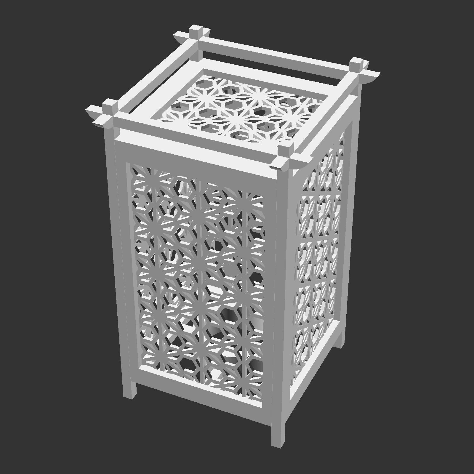 Kumiko Japanese Shoji Lantern - Yae-urahana-kikkou 3D print model_4