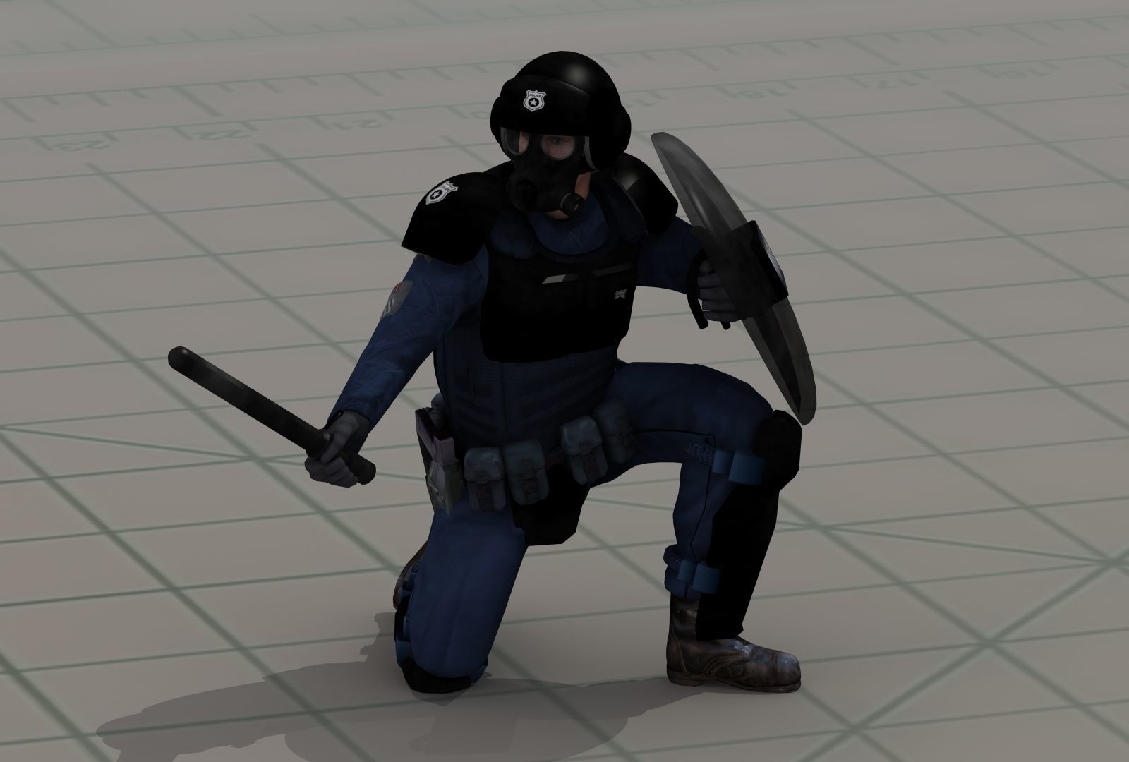Police Riot Control Officers 3D model_2