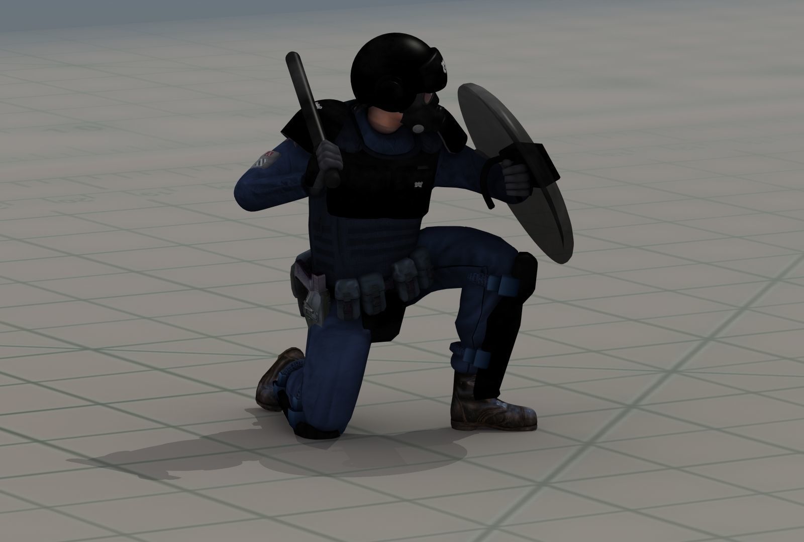 Police Riot Control Officers 3D model_8