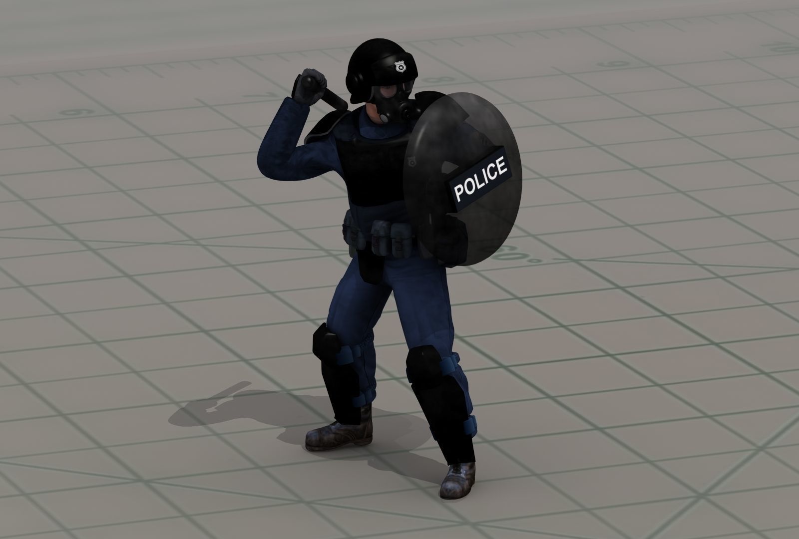 Police Riot Control Officers 3D model_1