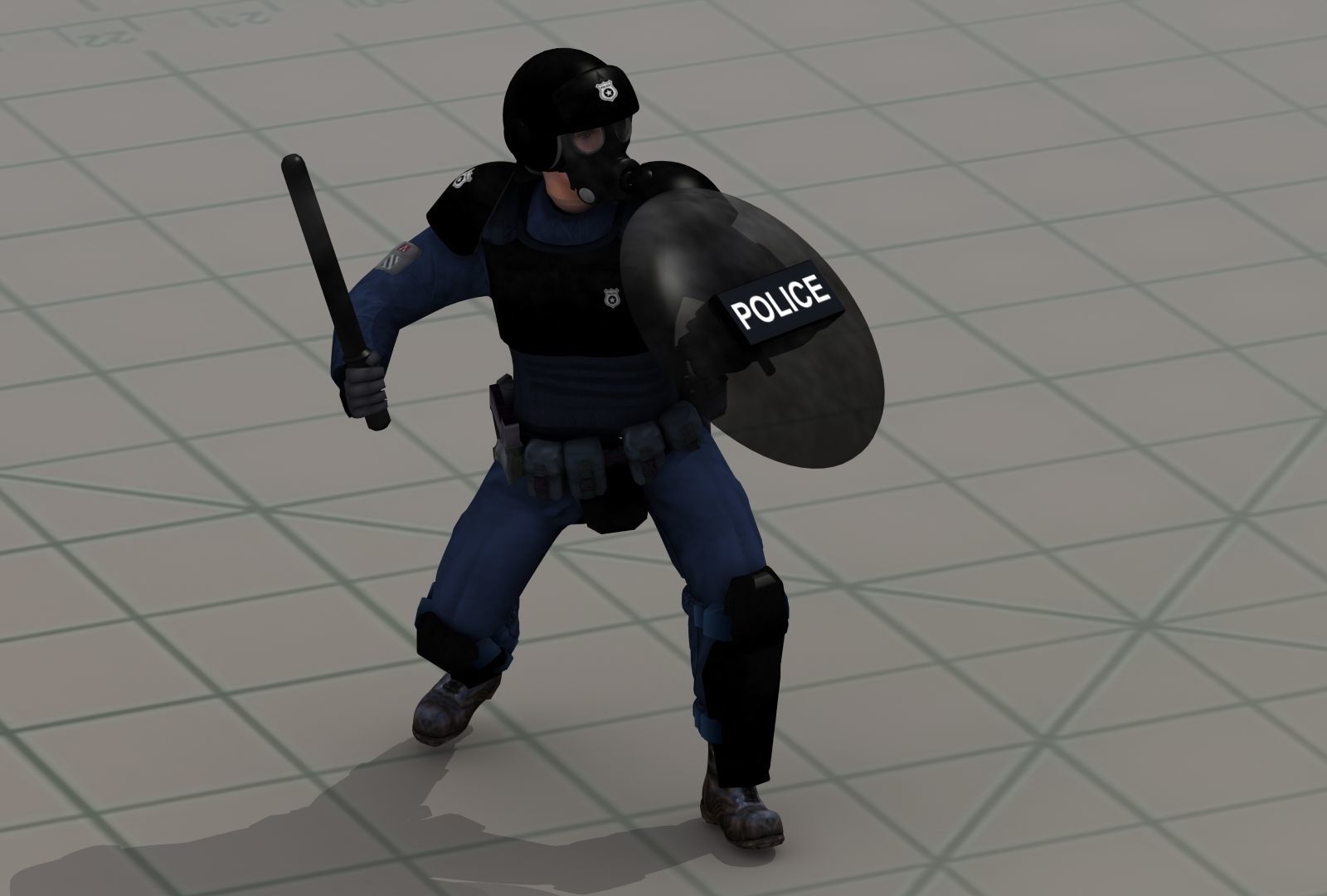 Police Riot Control Officers 3D model_6