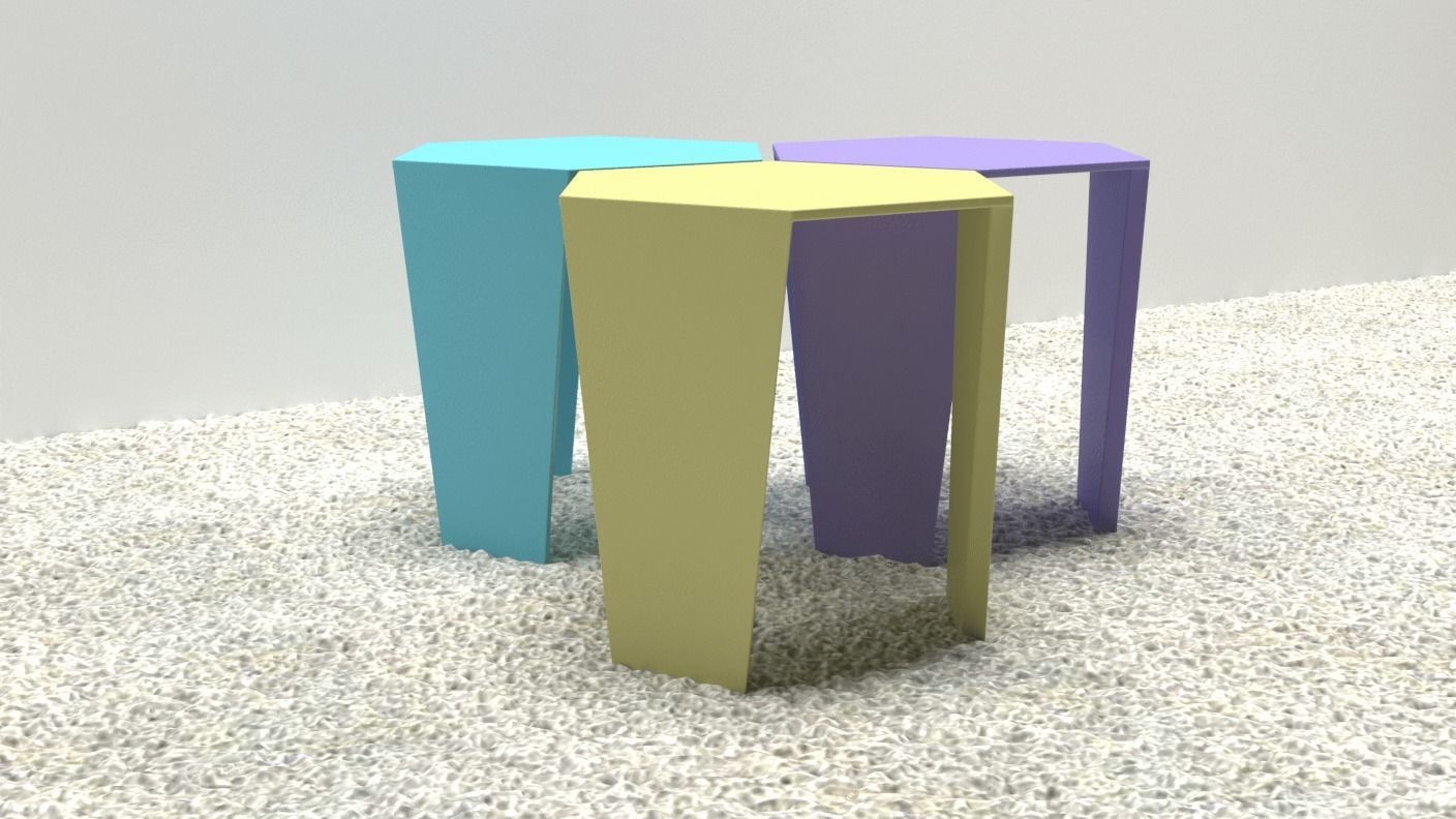 Colorful stools 3D print model_3