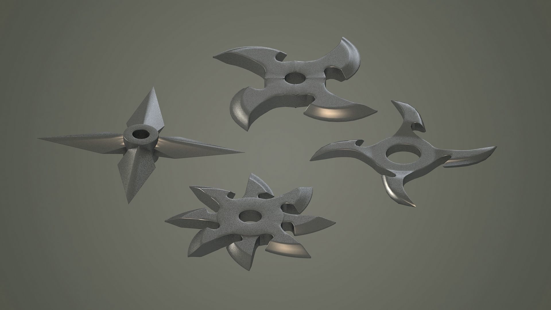  medieval fantasy weapons knife knives throwing dart assassin 3D model_4
