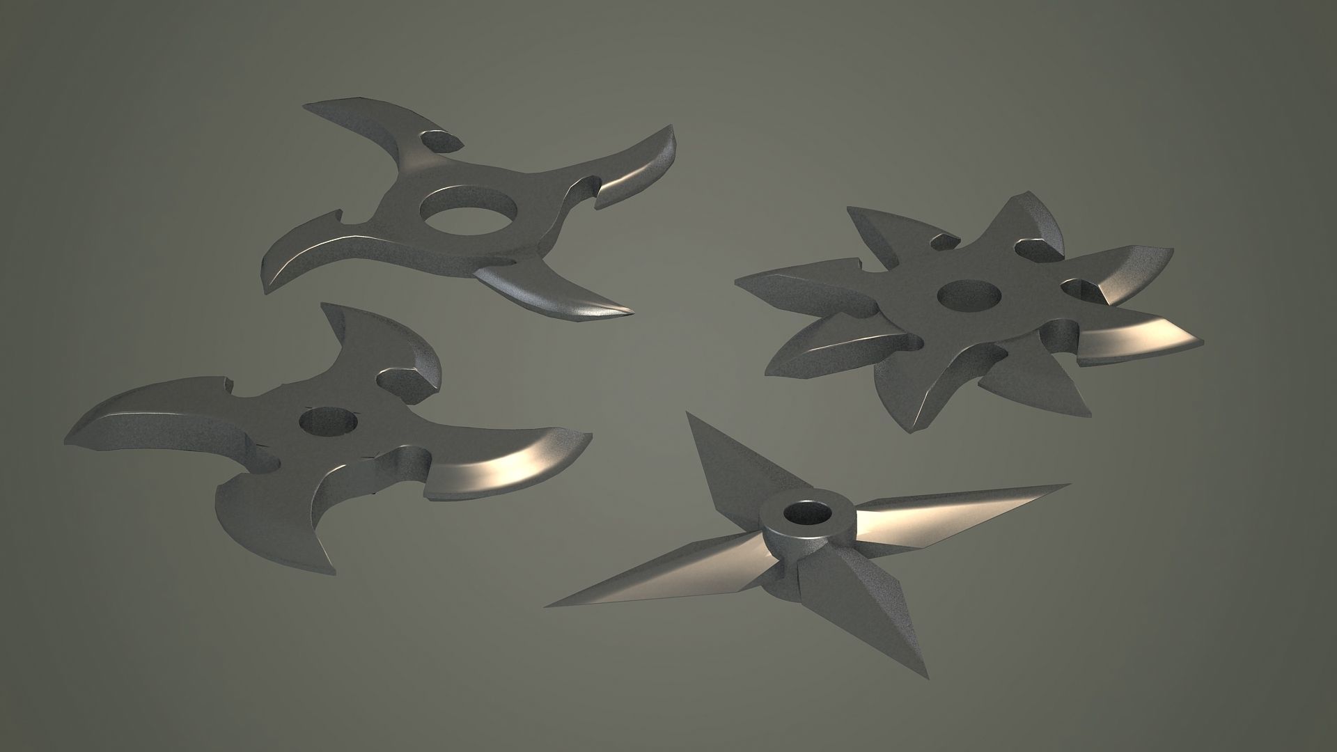  medieval fantasy weapons knife knives throwing dart assassin 3D model_3