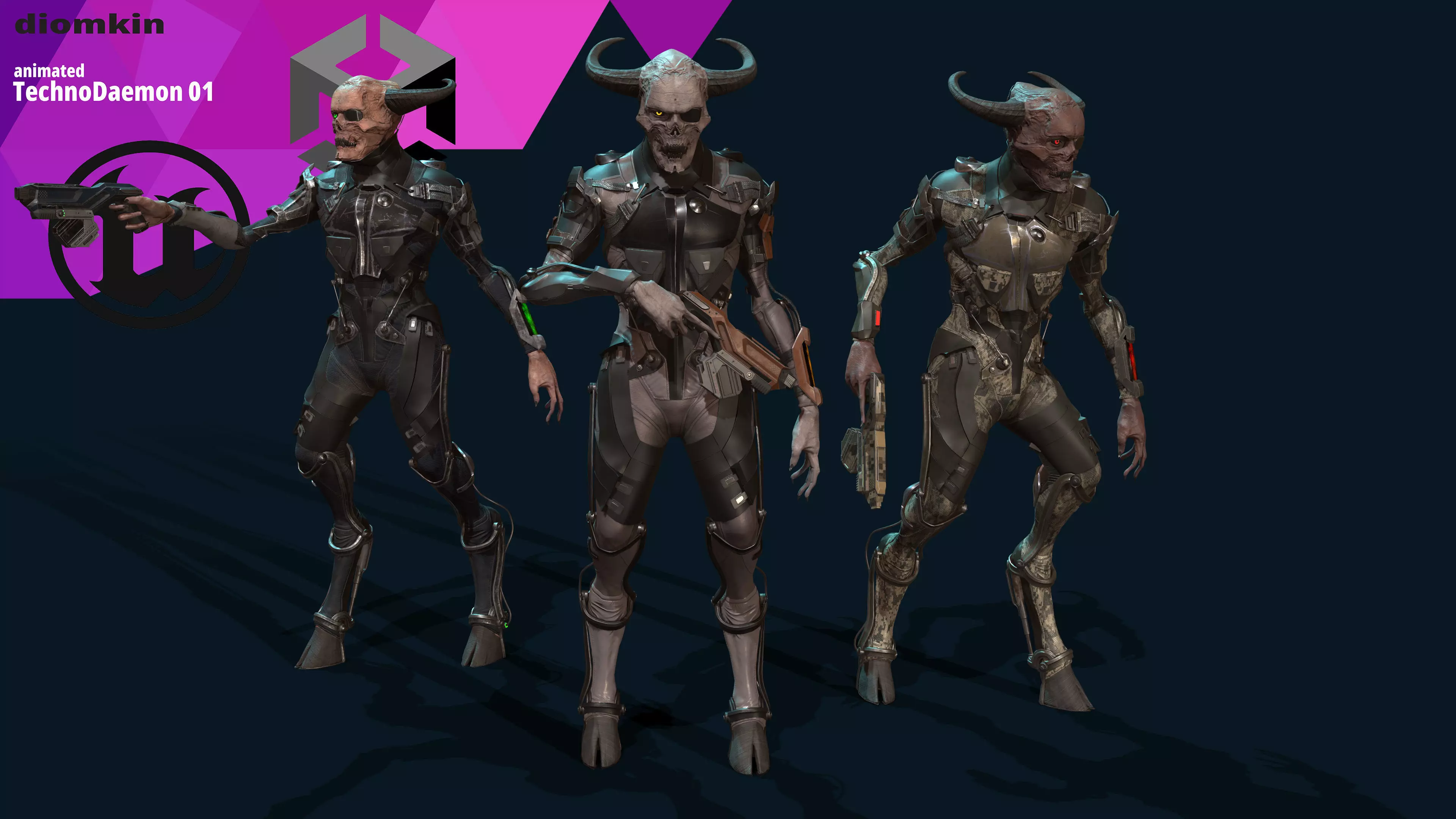 TechnoDaemon 01 Low-poly 3D model_0