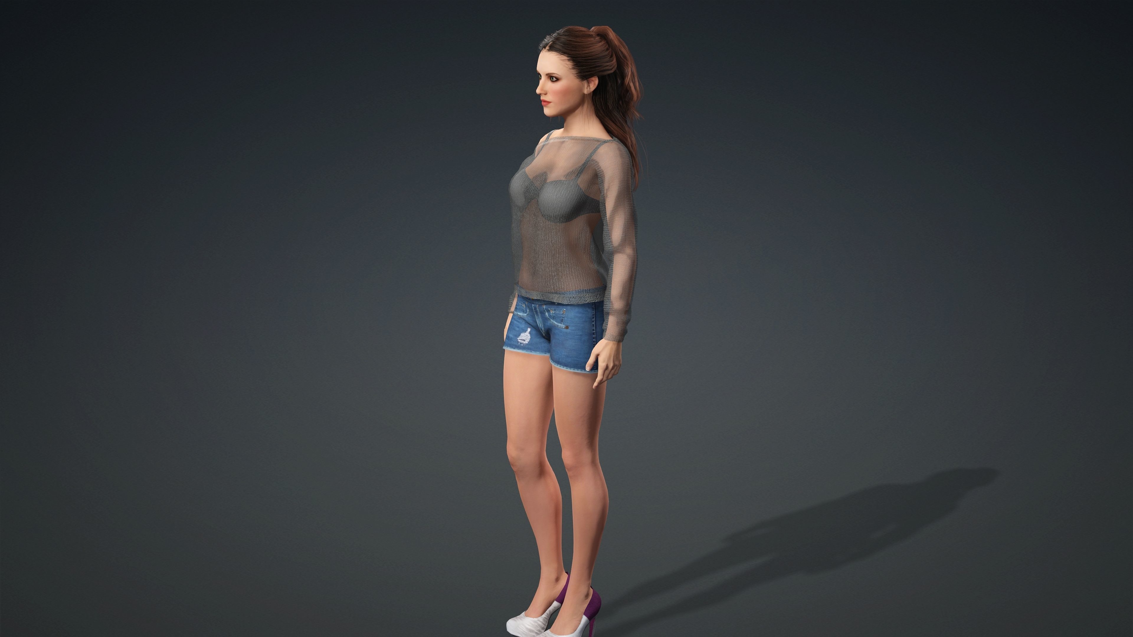 Sexy Character - Fully Rigged 3D model Low-poly 3D model_4