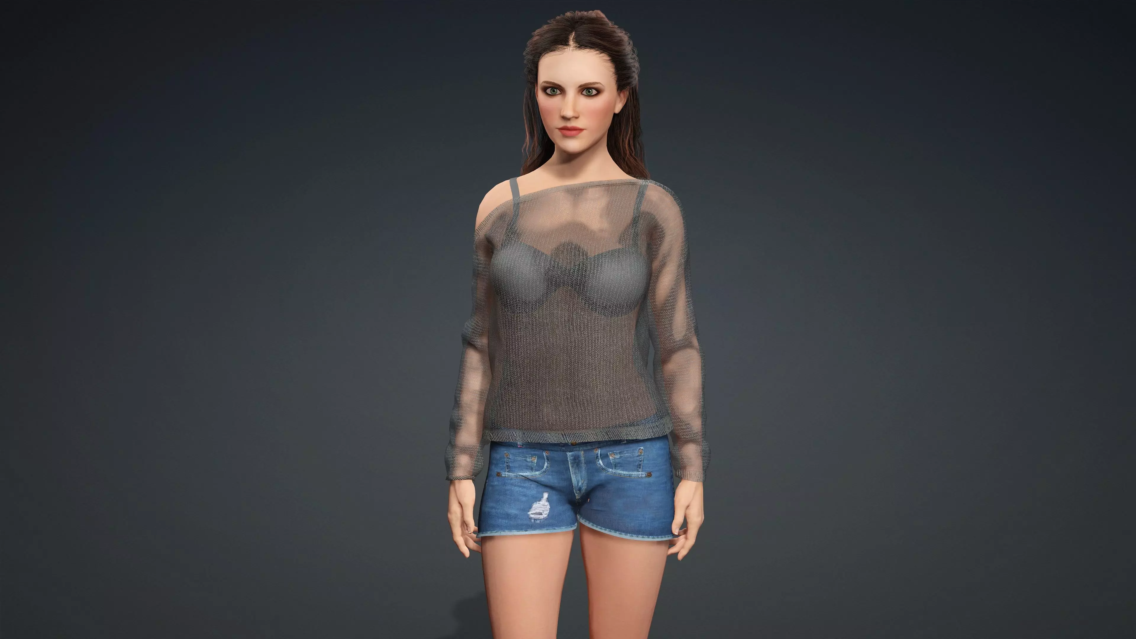 Sexy Character - Fully Rigged 3D model Low-poly 3D model_0