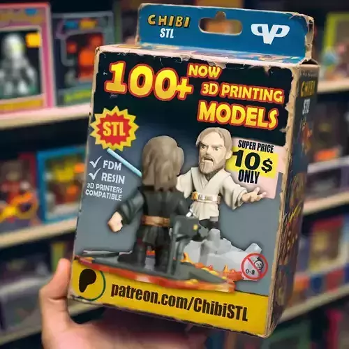 Obi Wan Kenobi vs Anakin Chibi STL for 3D Printing ChibiSTL 3DXM 3D print model