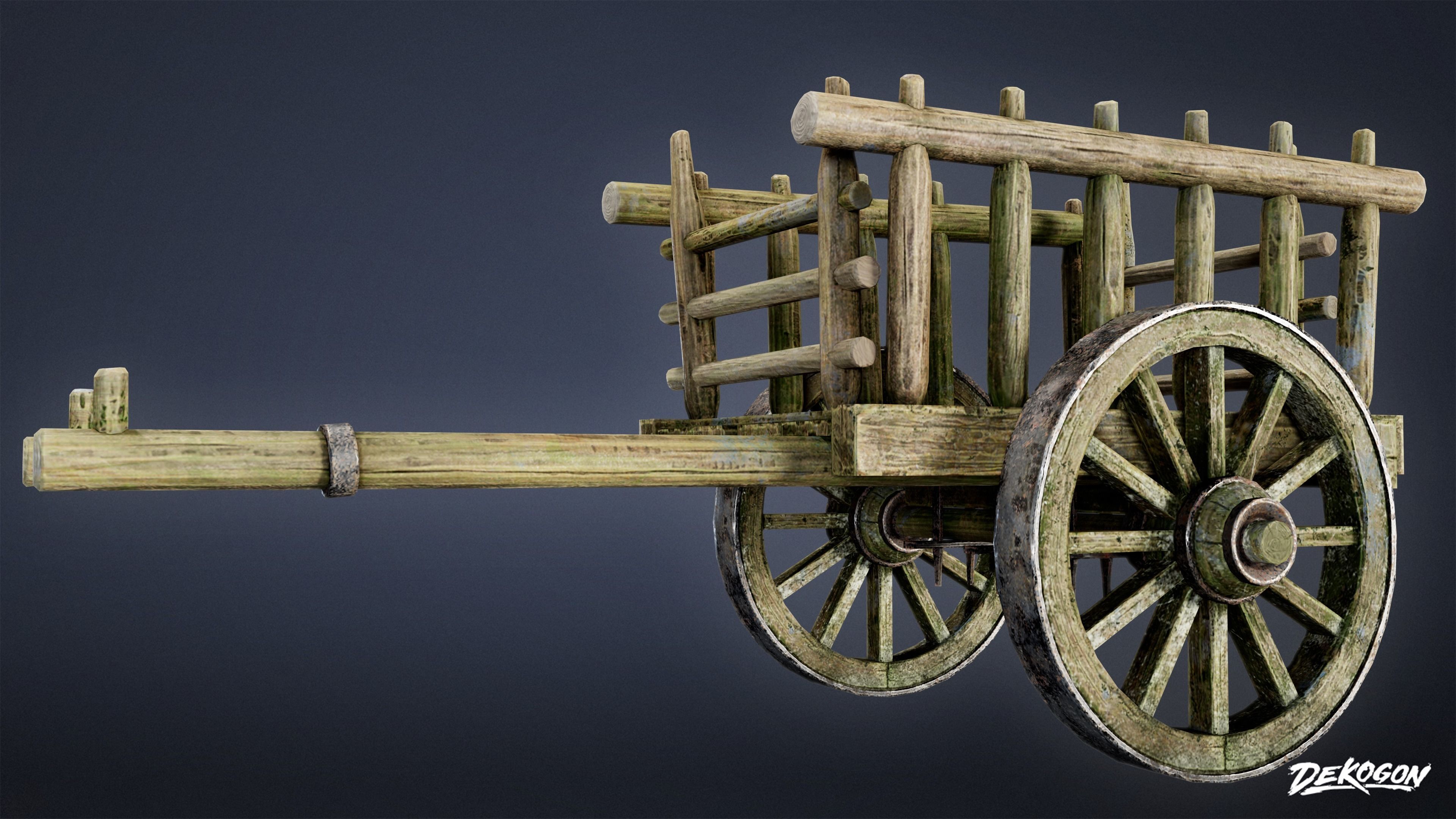 MEDIEVAL - Wagon 02 - LOW POLY Low-poly 3D model_6