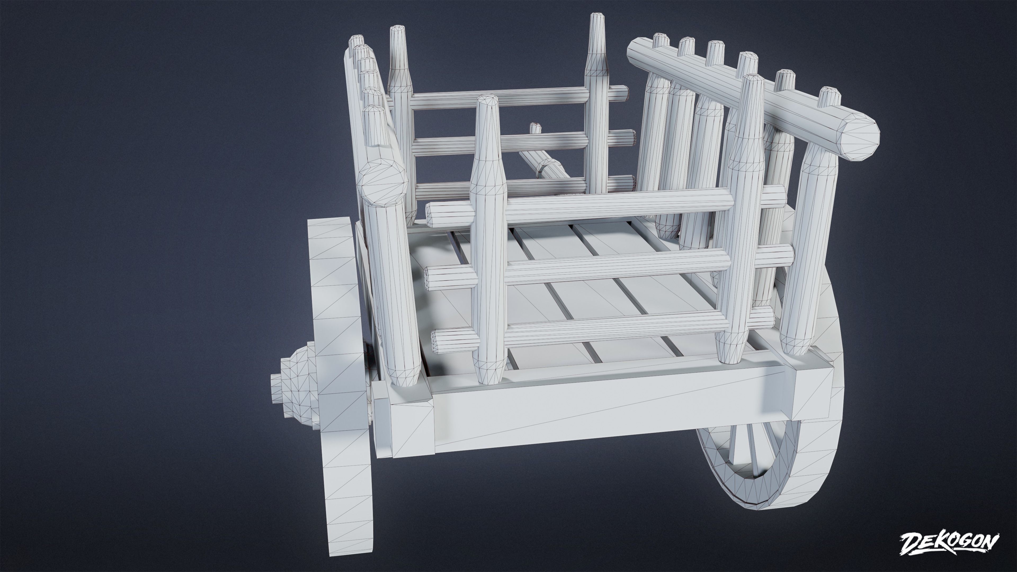 MEDIEVAL - Wagon 02 - LOW POLY Low-poly 3D model_9