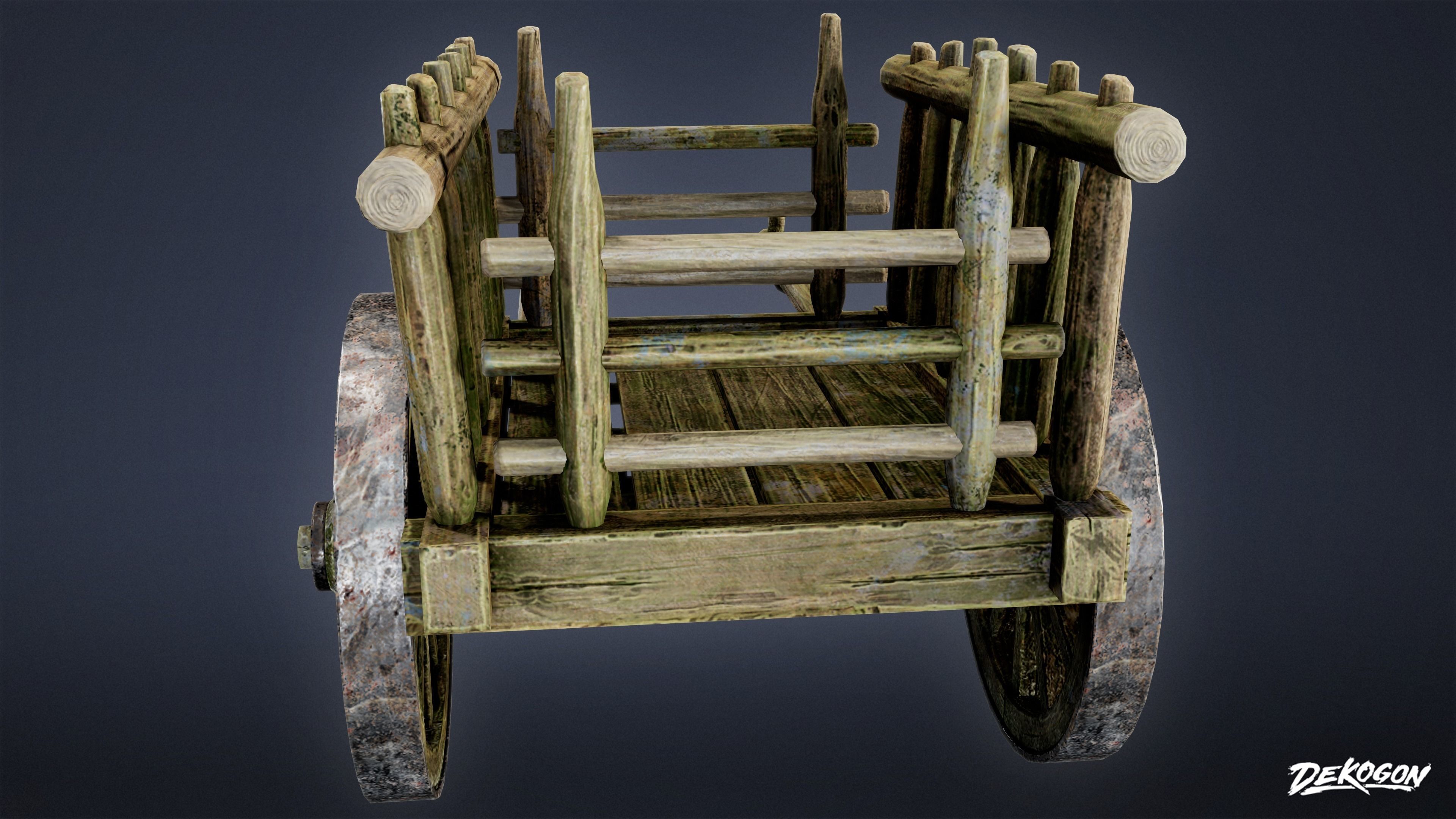 MEDIEVAL - Wagon 02 - LOW POLY Low-poly 3D model_3