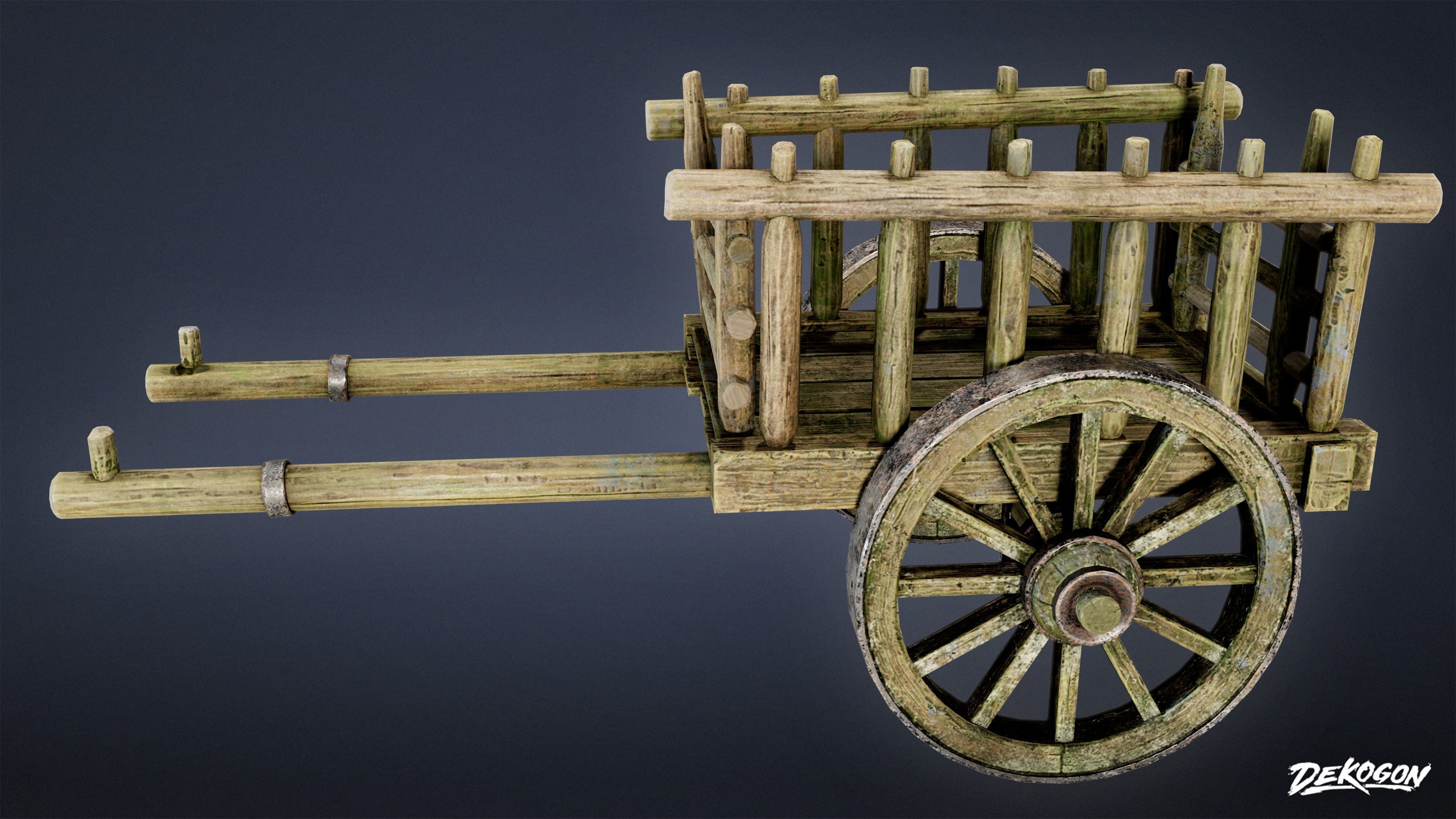 MEDIEVAL - Wagon 02 - LOW POLY Low-poly 3D model_2