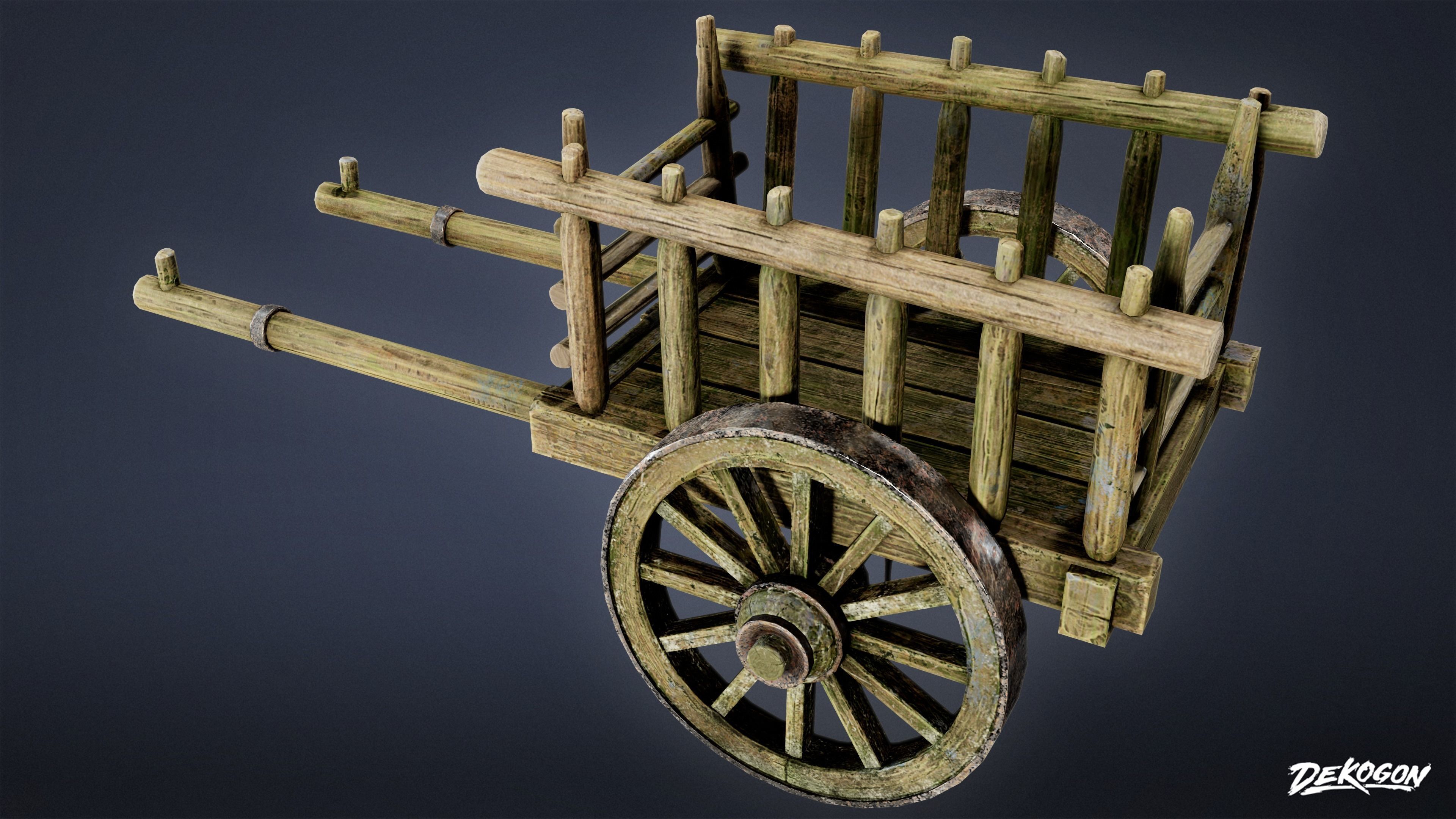 MEDIEVAL - Wagon 02 - LOW POLY Low-poly 3D model_4