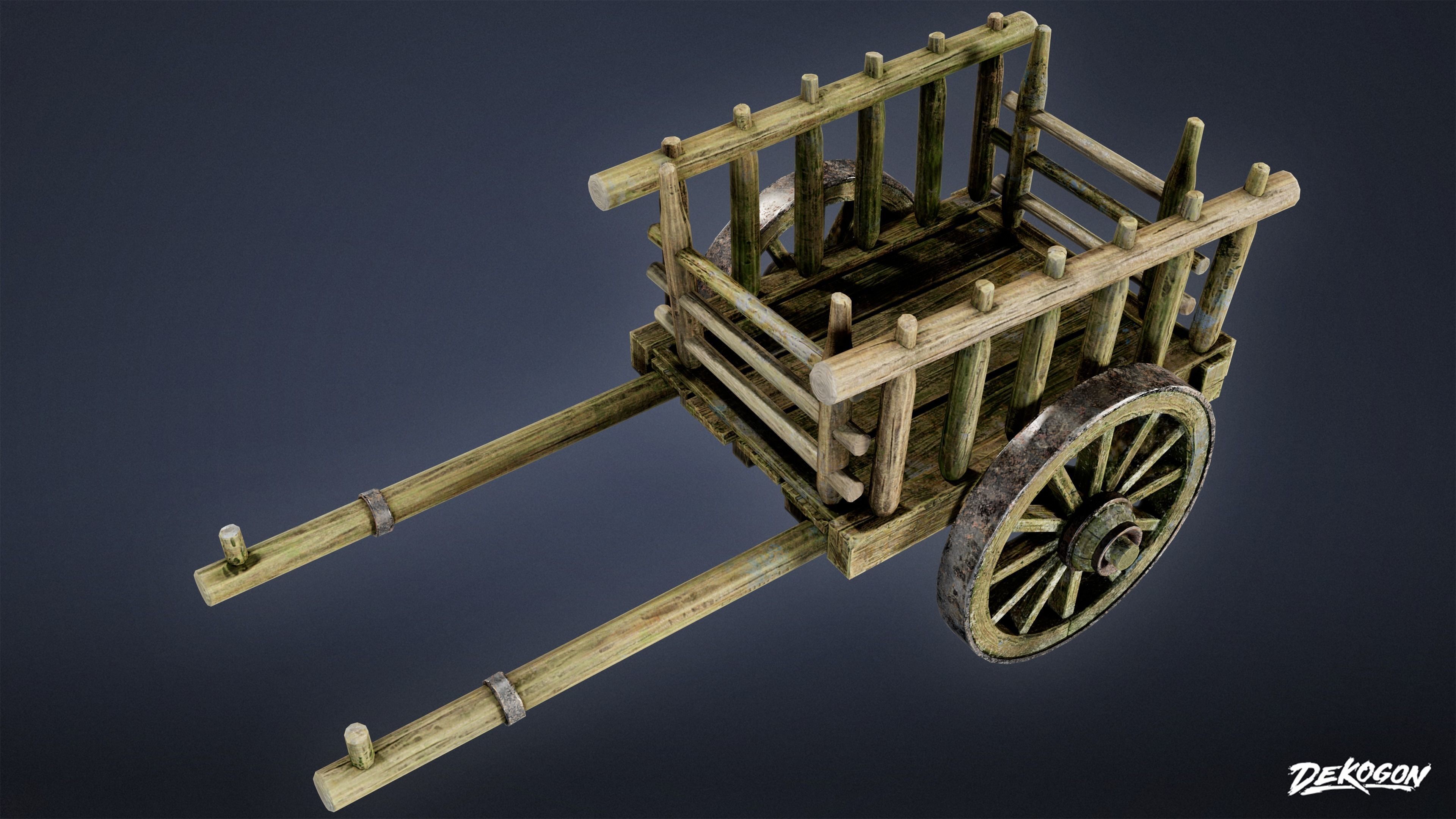 MEDIEVAL - Wagon 02 - LOW POLY Low-poly 3D model_5