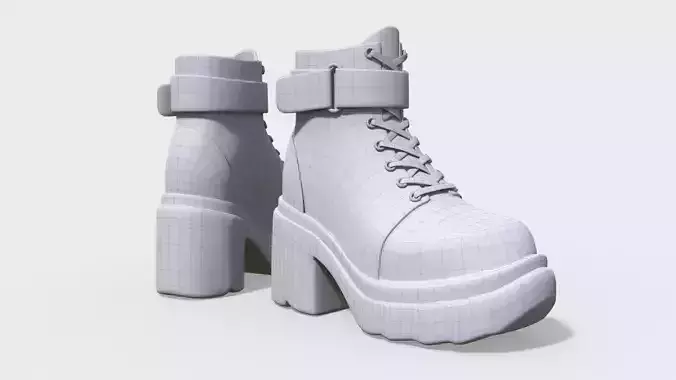 High-Quality 3D model of stylish platform boots