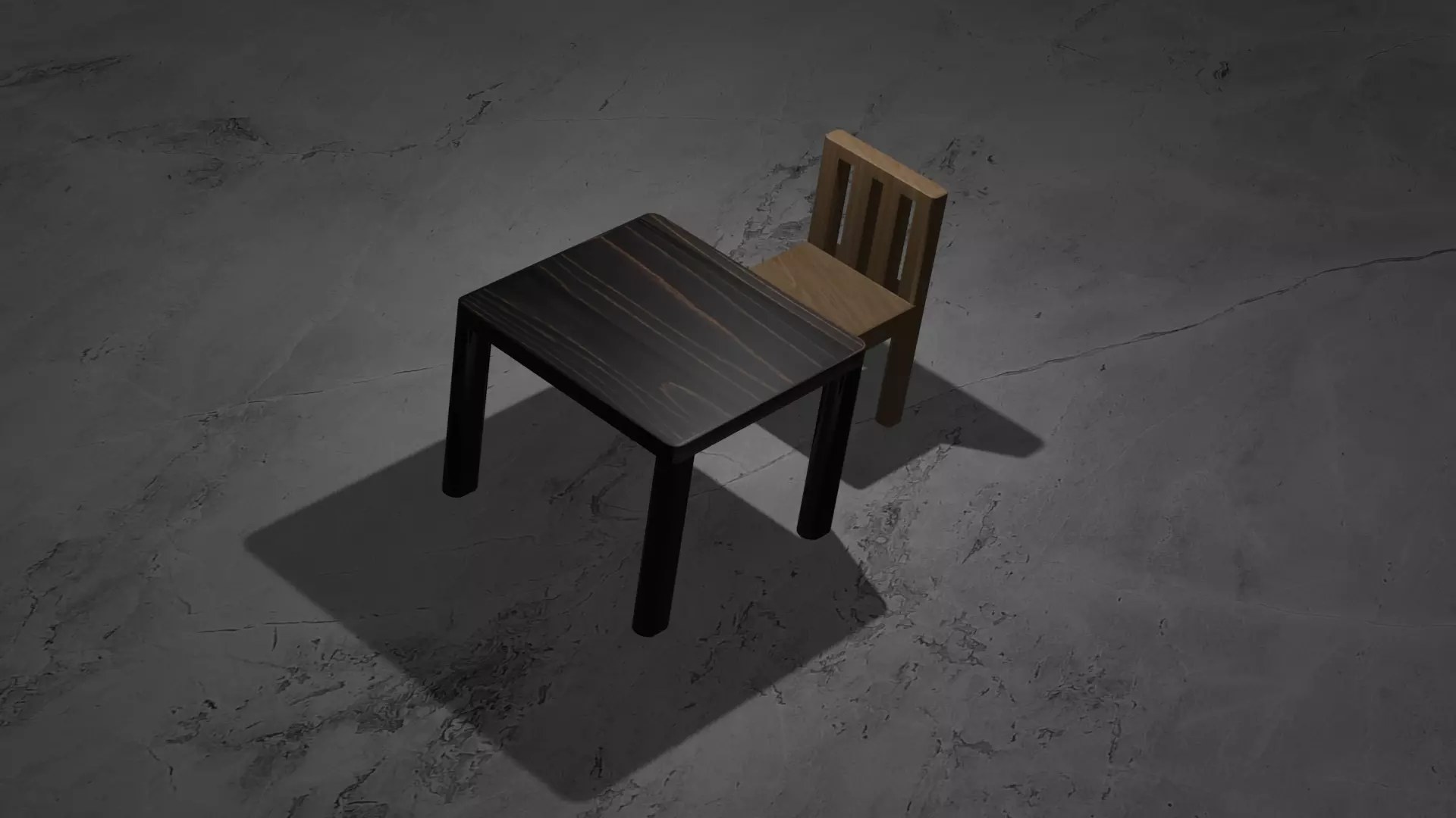 Chair and Table Combo Low-poly 3D model_0
