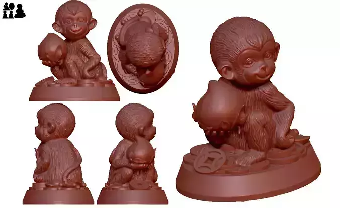 monkey gold   Miniatures Figurines 3D print model