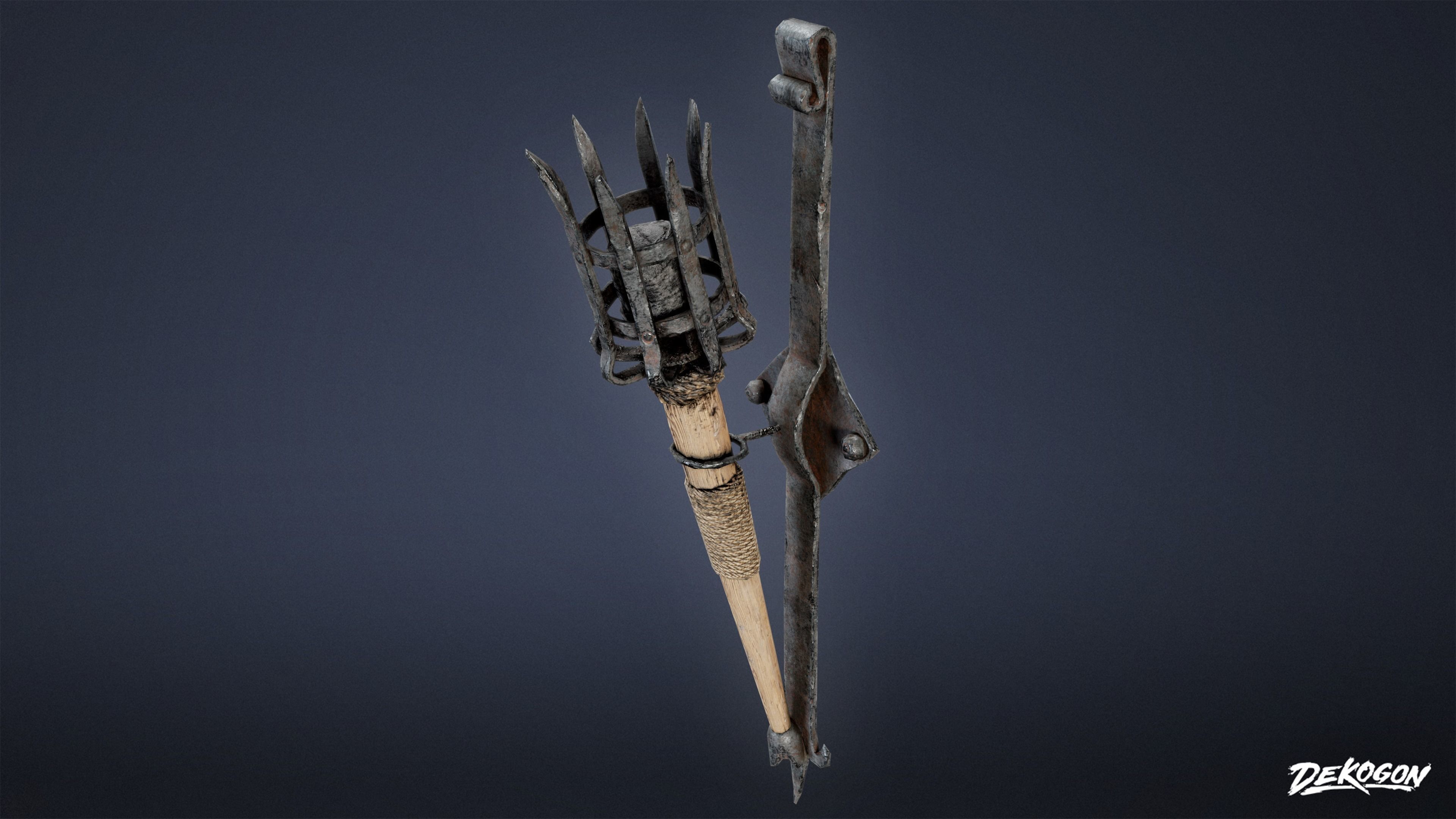 MEDIEVAL - Wall Torch 01 - LOW POLY Low-poly 3D model_8
