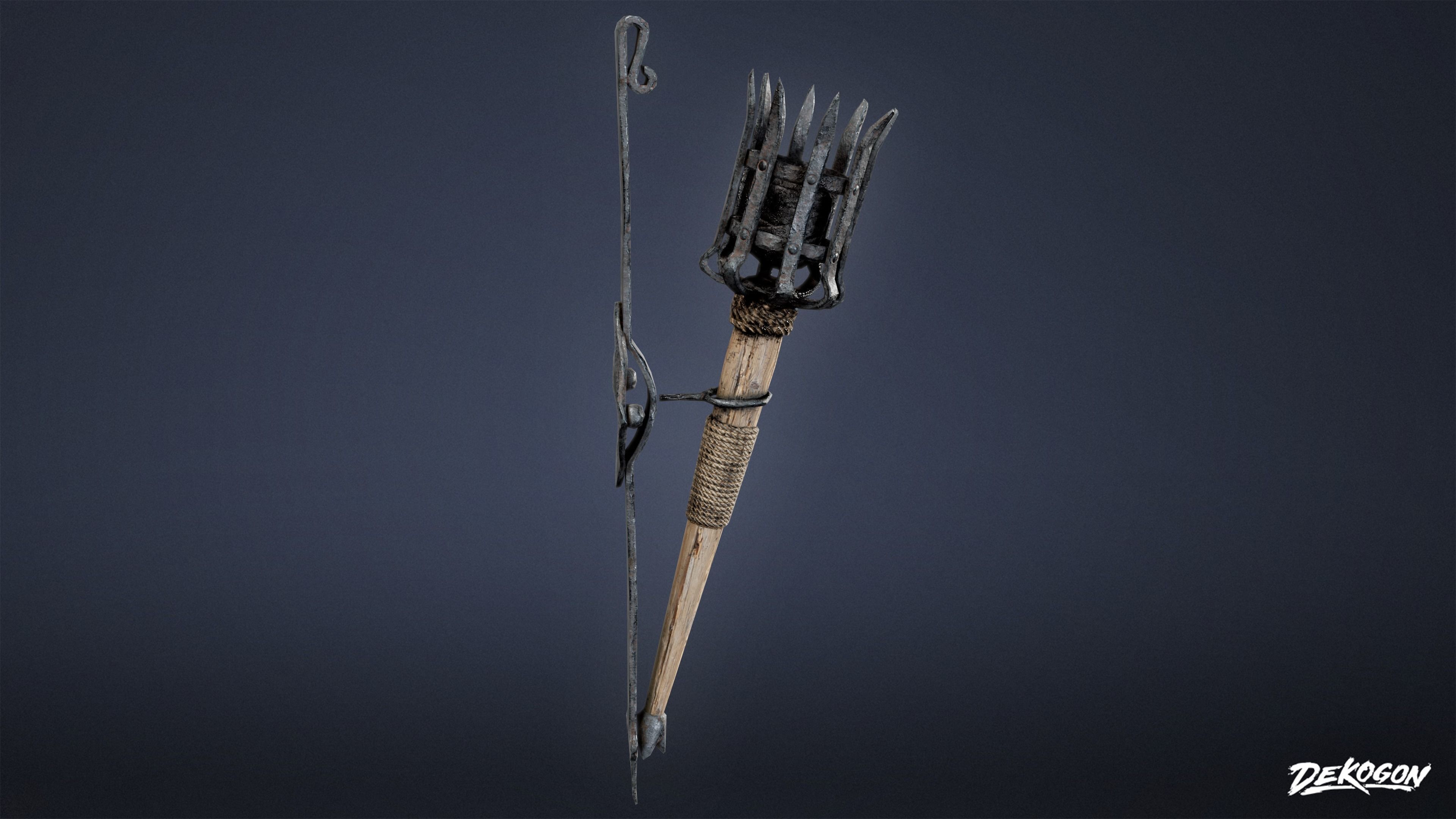 MEDIEVAL - Wall Torch 01 - LOW POLY Low-poly 3D model_6